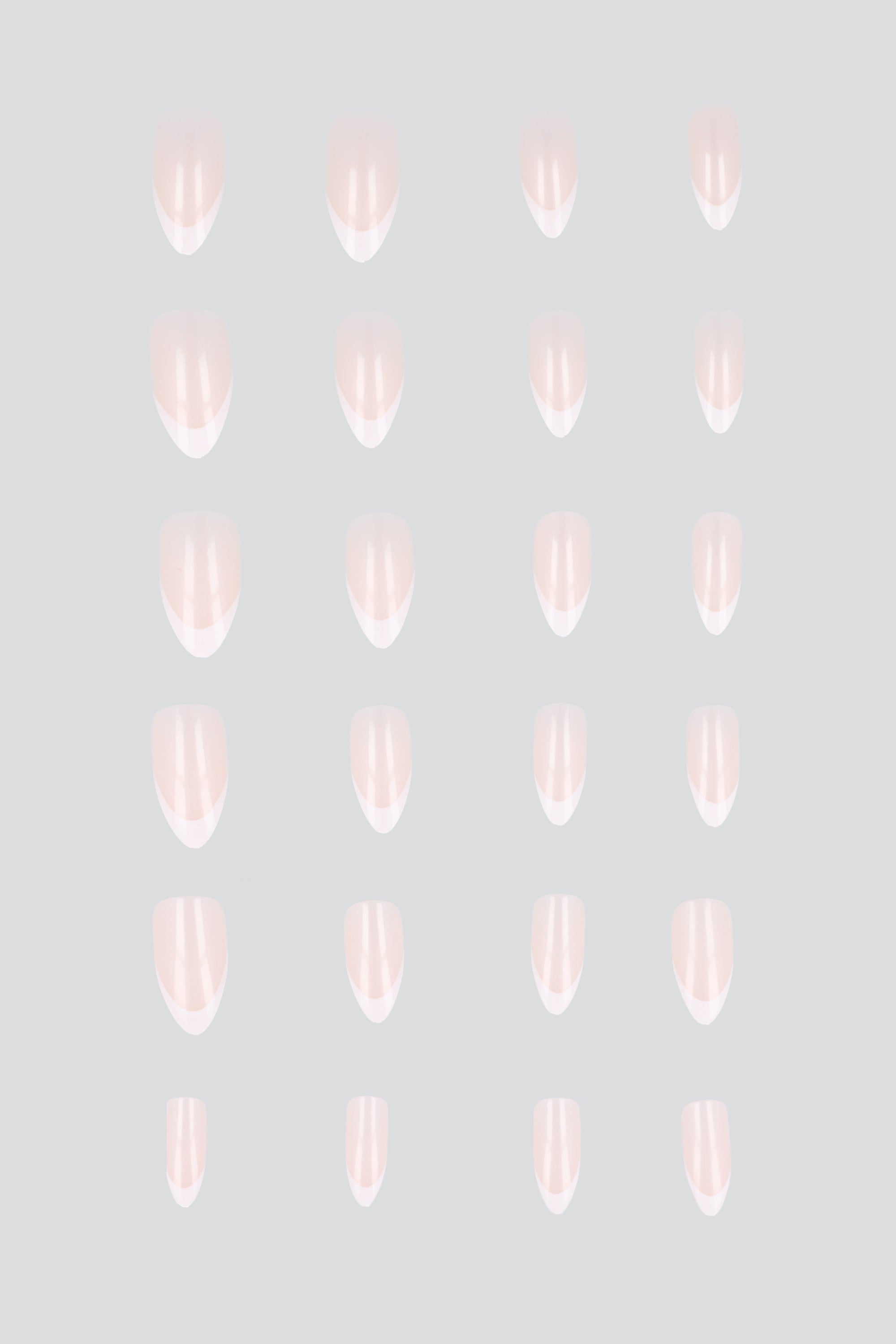 Set 24 uñas mani frances clasico BLANCO