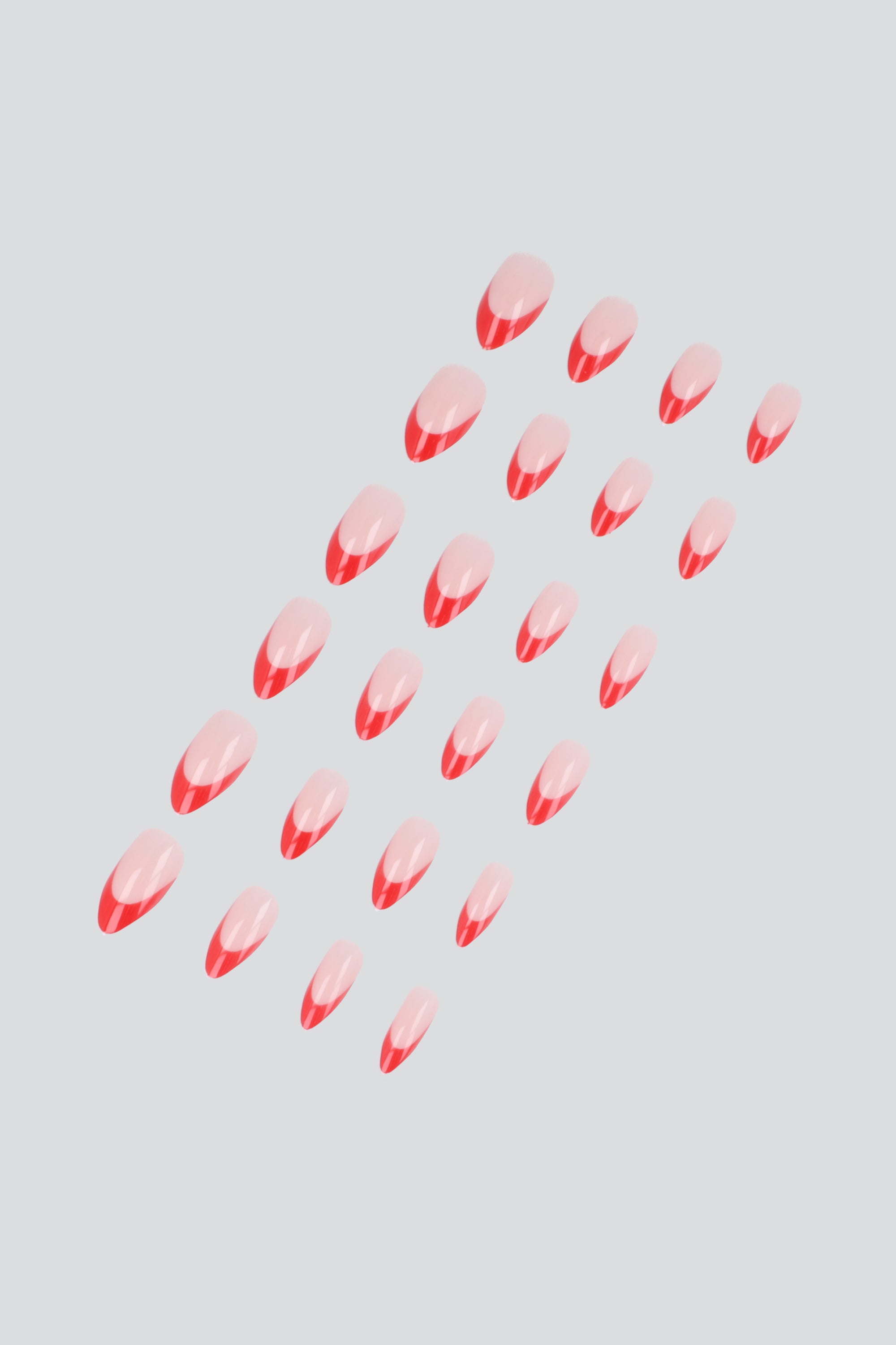 Set 24 uñas mani frances clasico ROJO