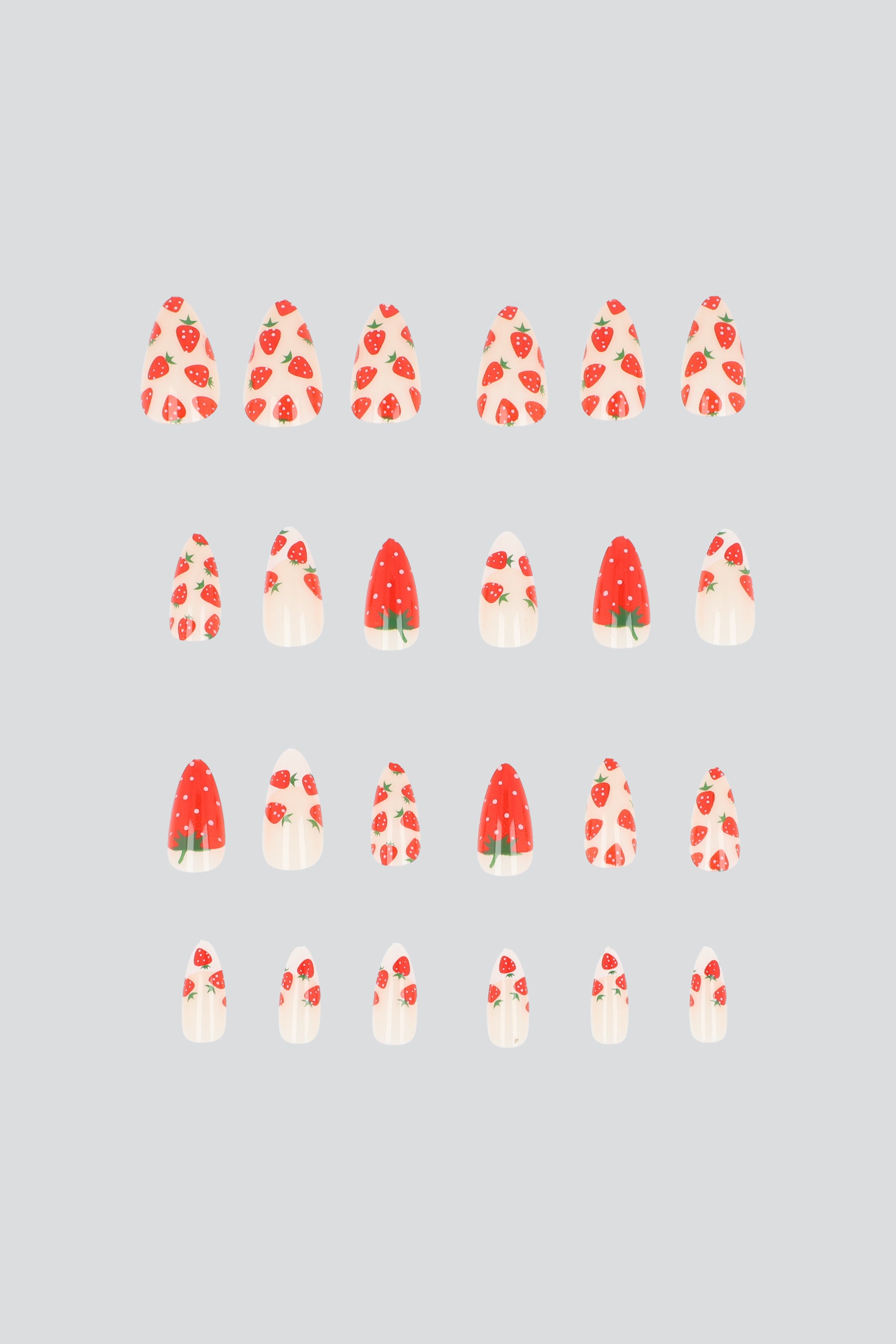Set 24 uñas fresas ROSA