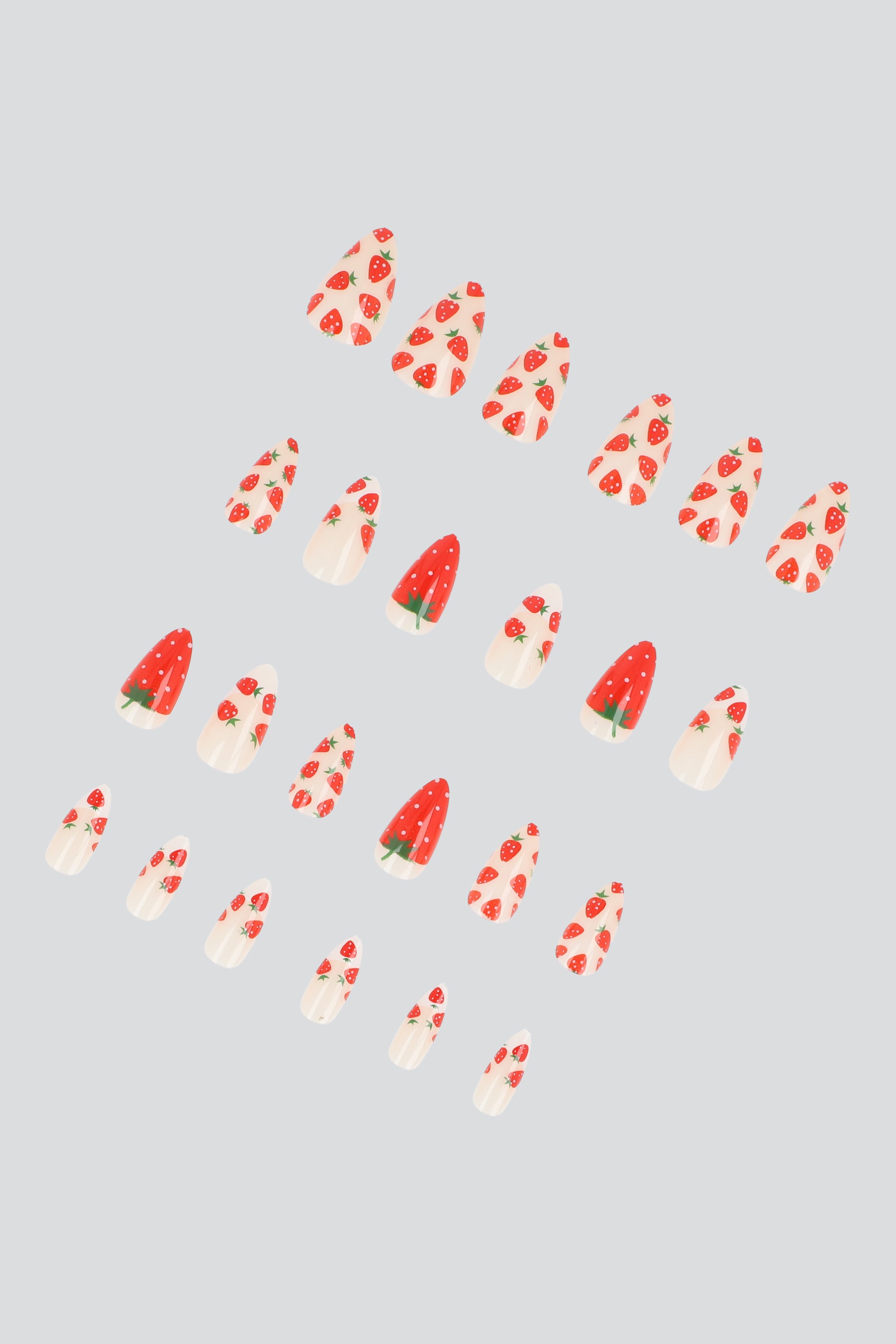 Set 24 uñas fresas ROSA