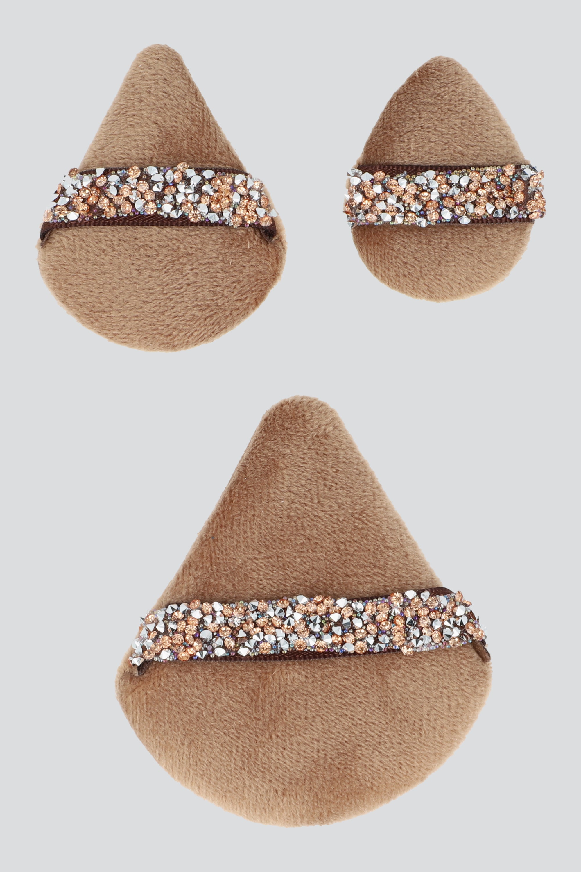 Set 3 puffs tamaños tira brillos CAFE