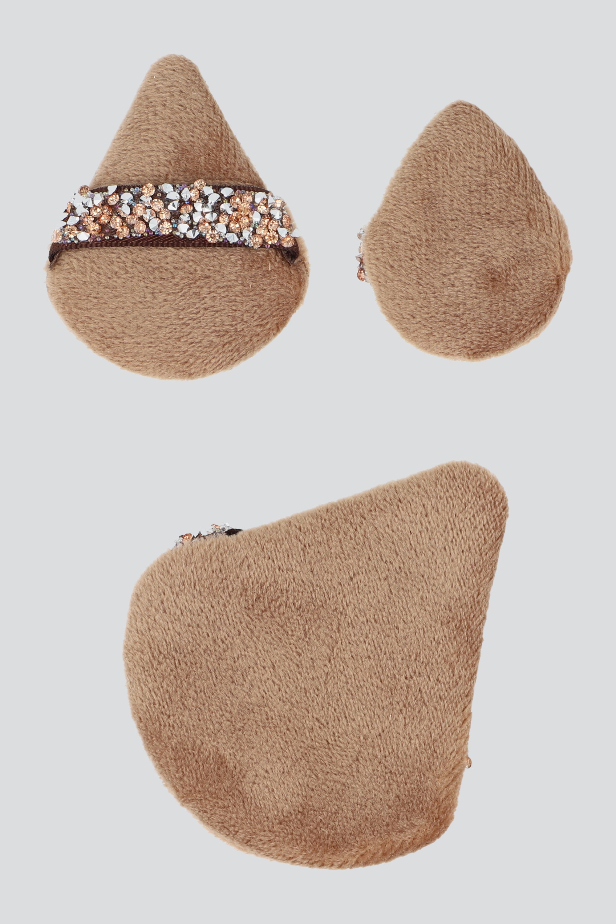 Set 3 puffs tamaños tira brillos CAFE