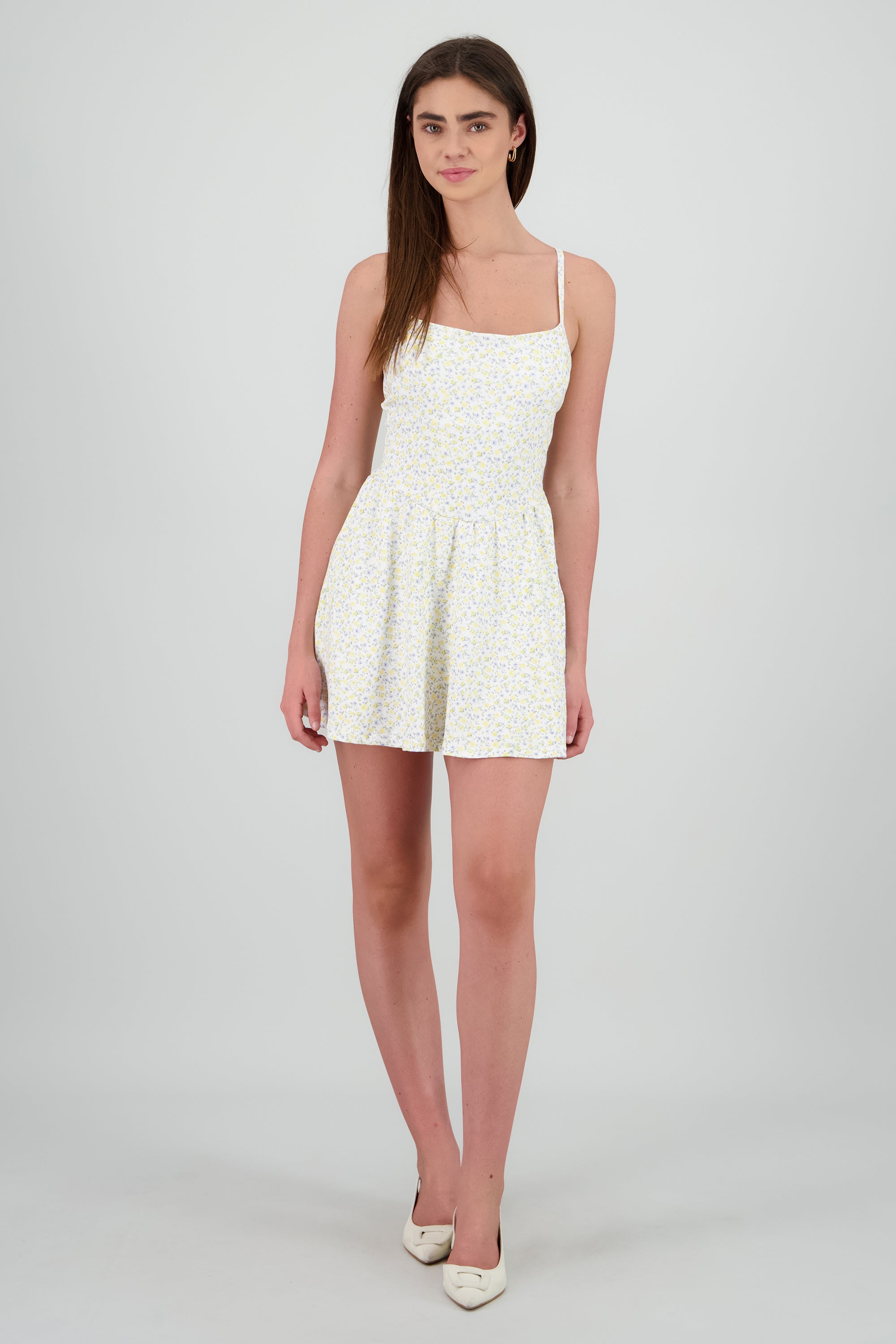 Vestido de flores detalle copas AMARILLO COMBO