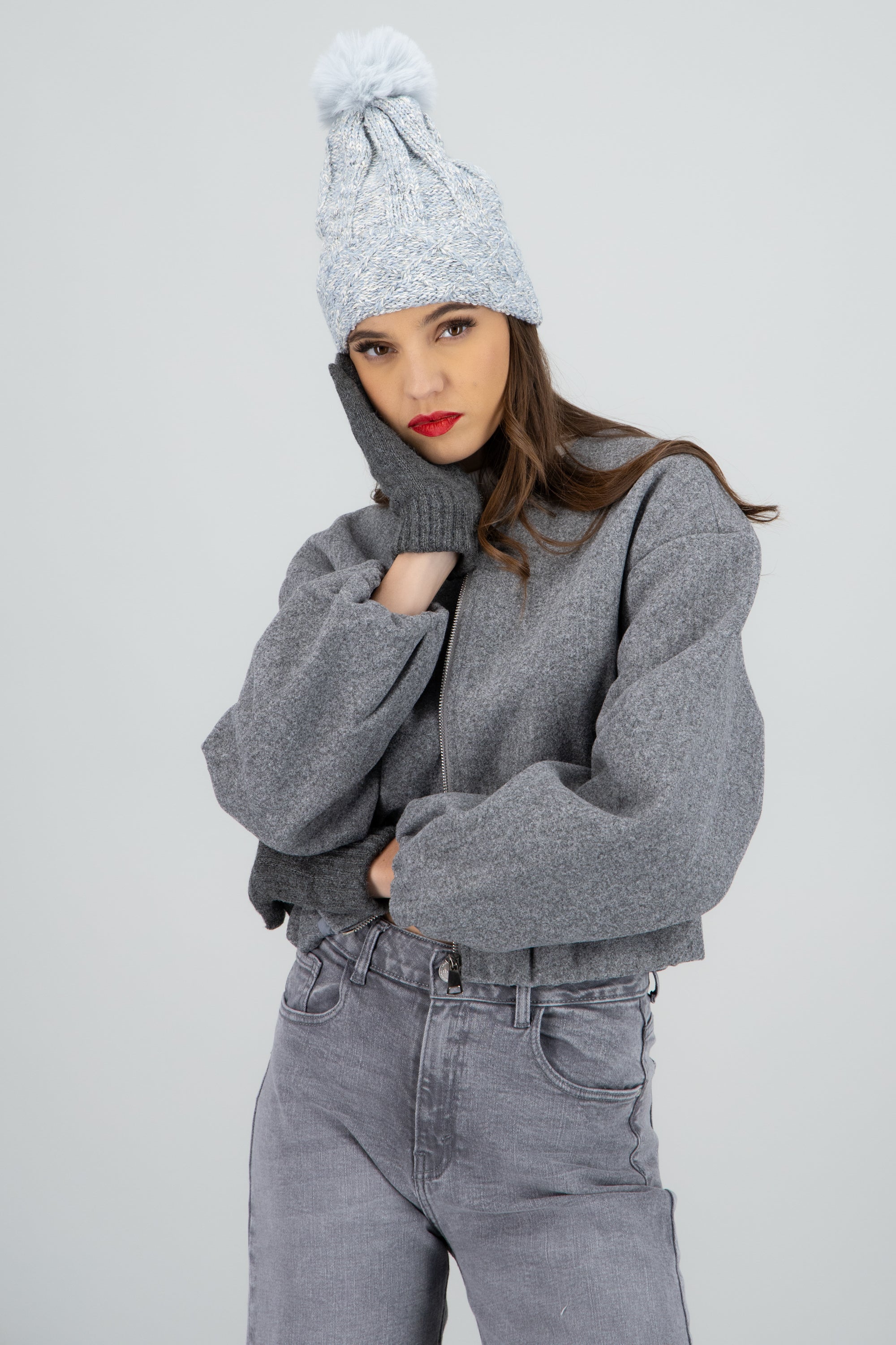 Beanie color jaspe fluffy AZUL