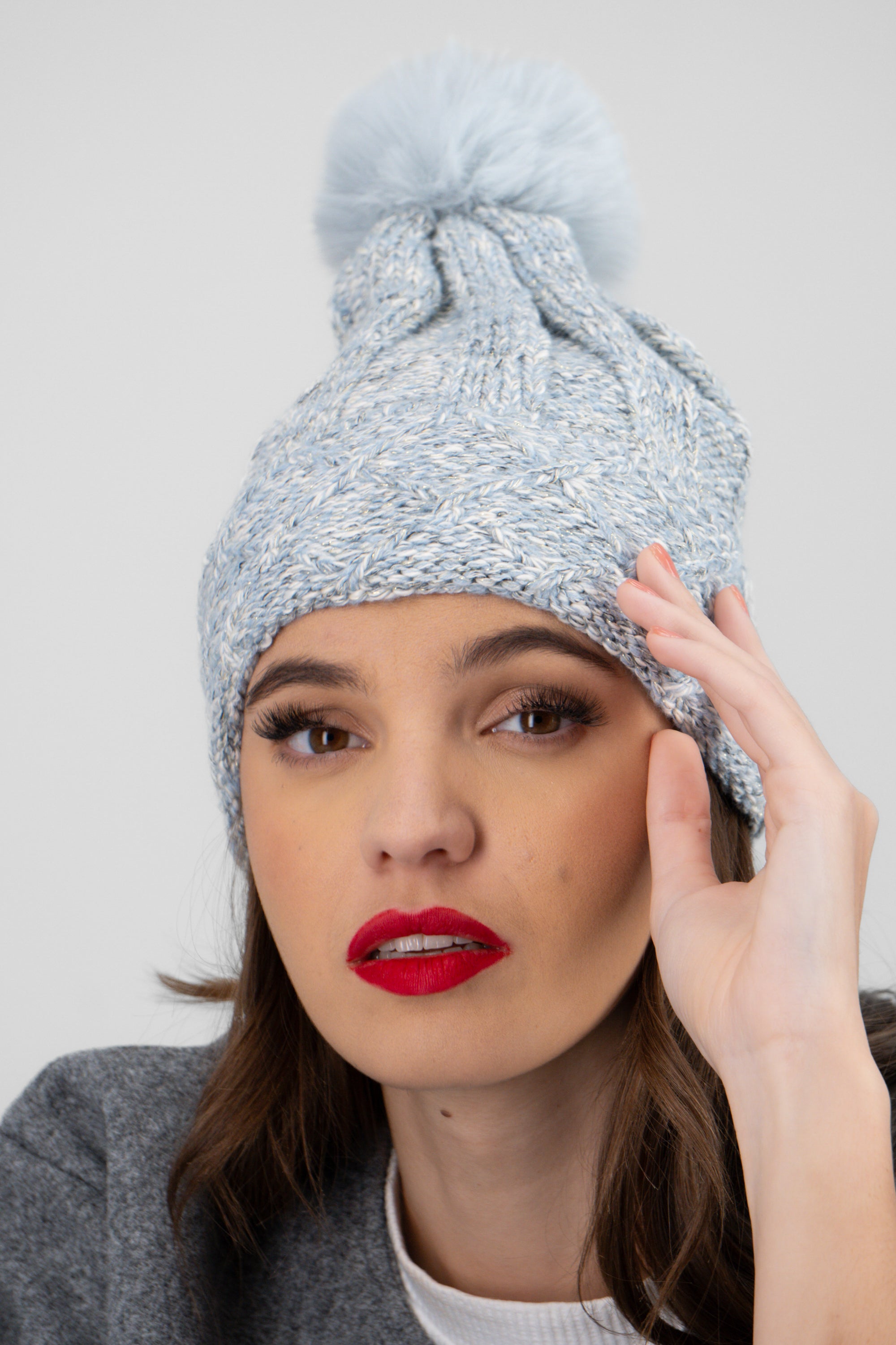 Beanie color jaspe fluffy AZUL