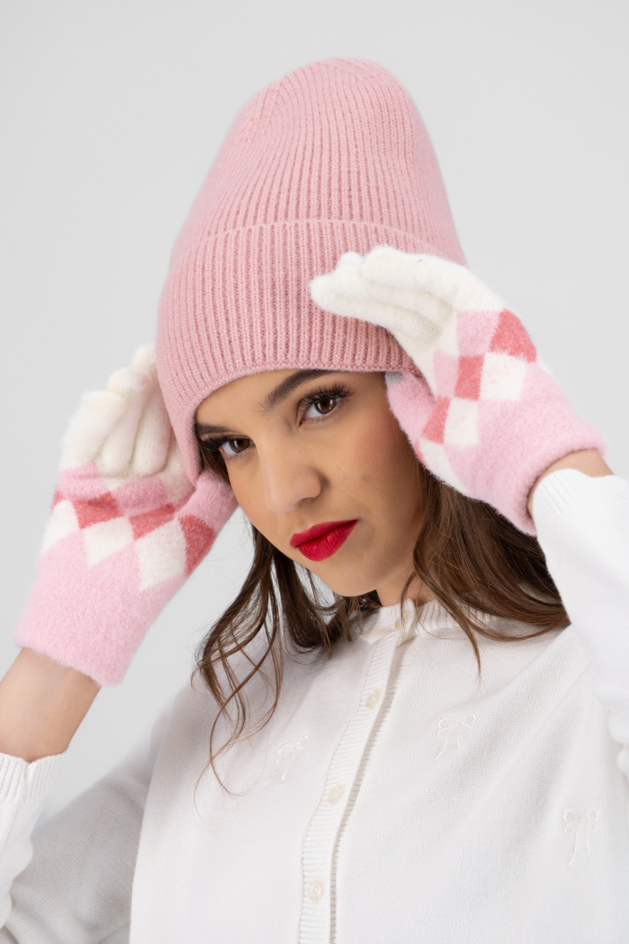 Beanie tejido brillante ROSA