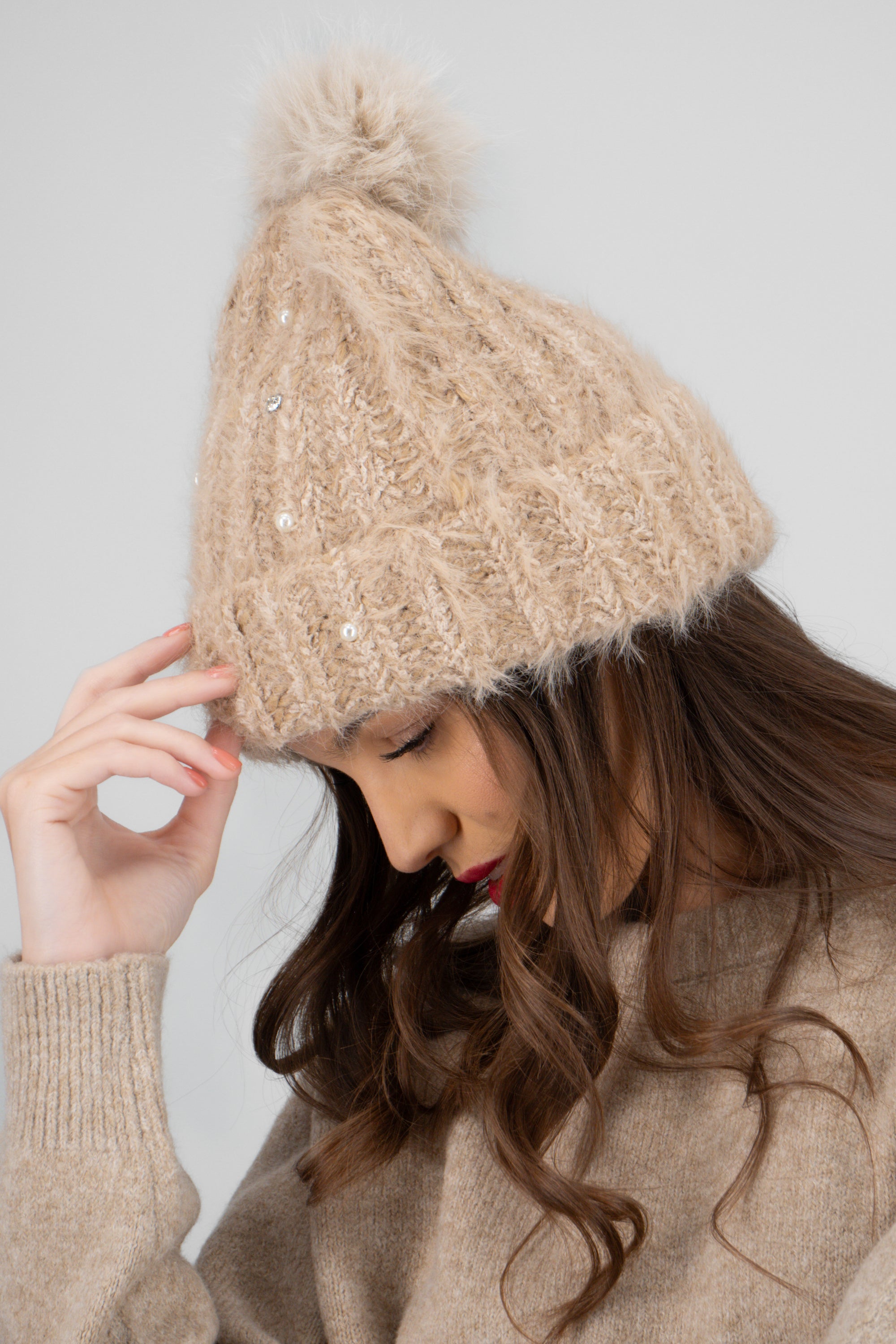 Beanie jaspe perlas BEIGE