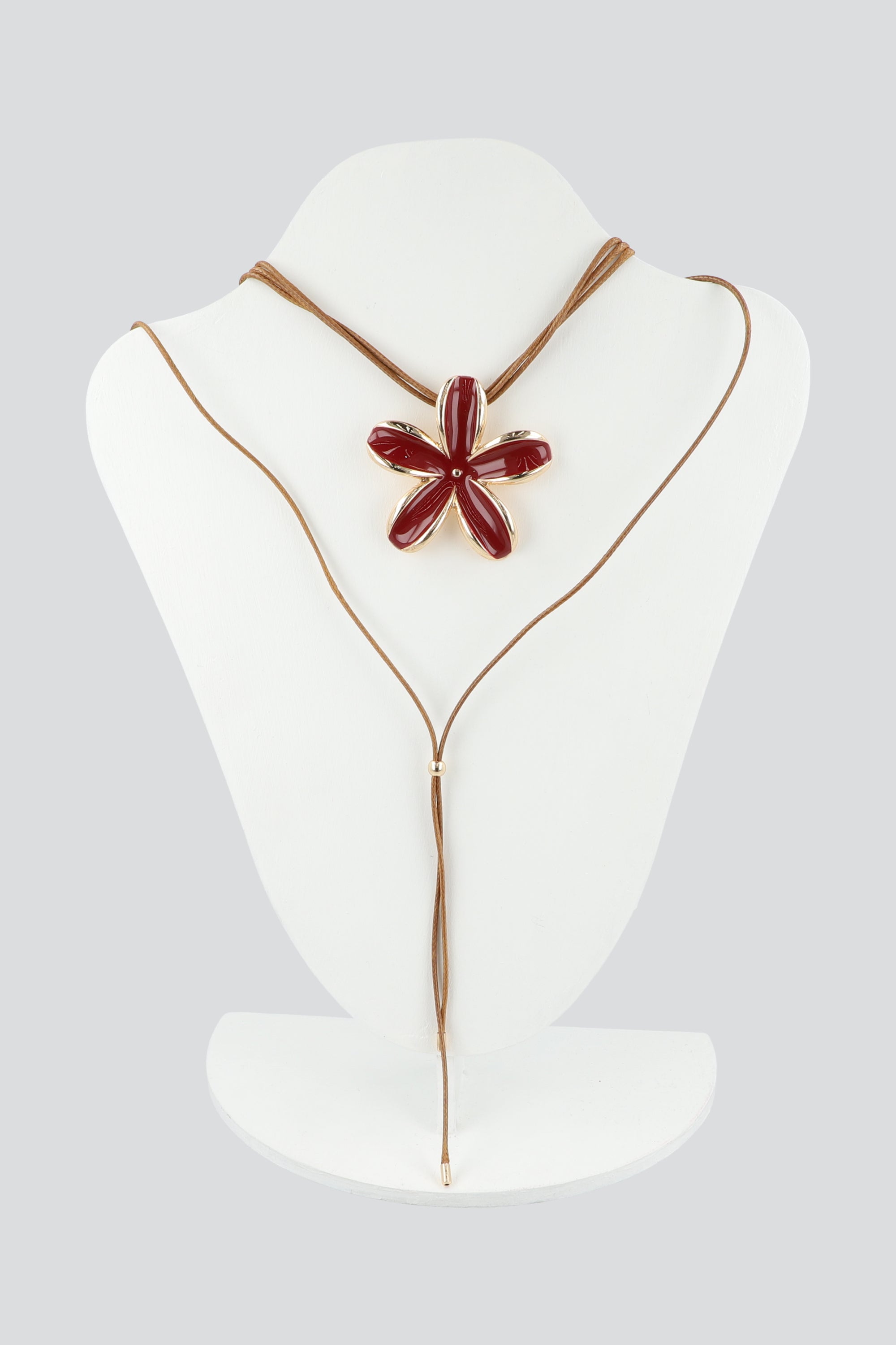 COLLAR TIRA SUEDE FLOR METALICA VINO