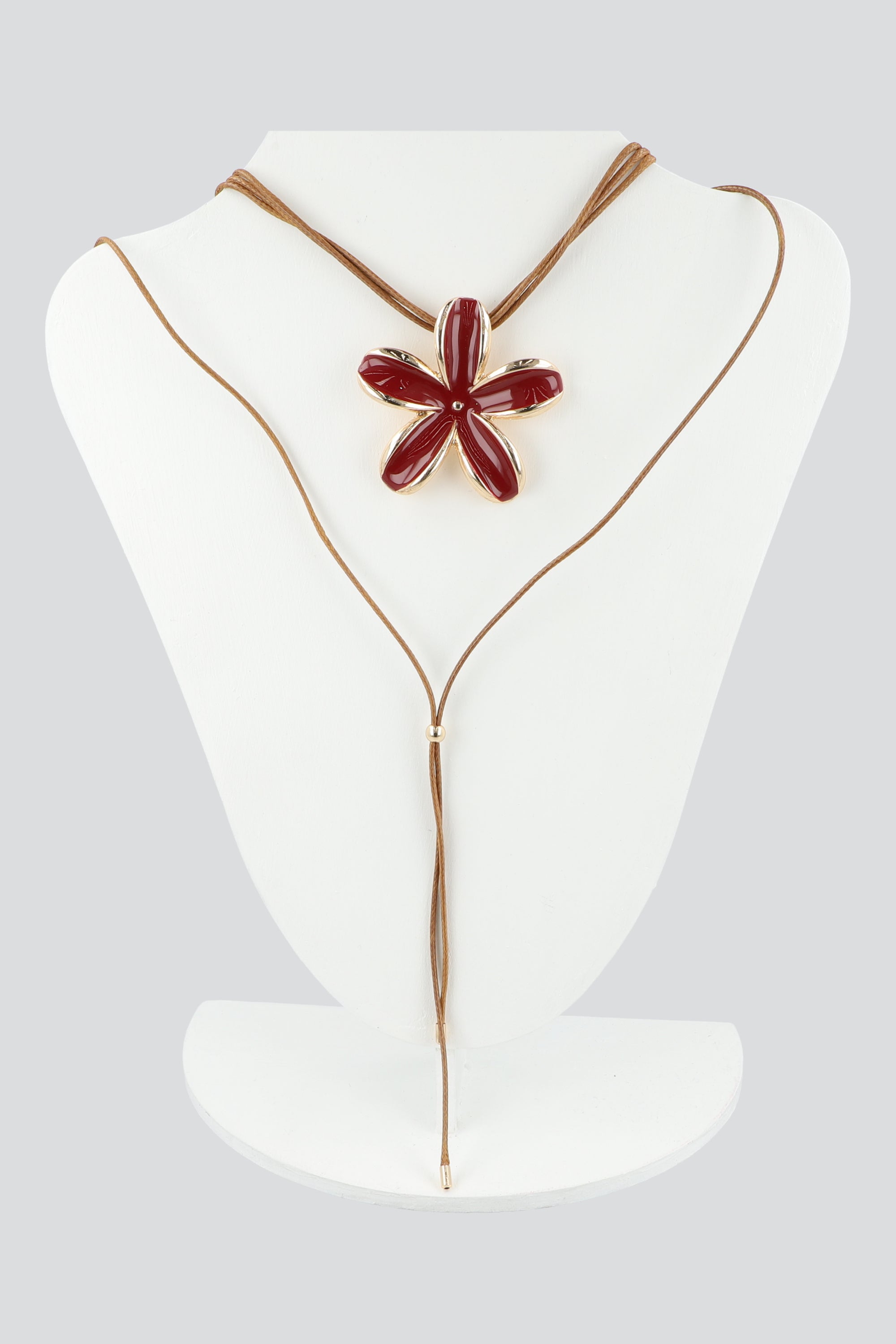 COLLAR TIRA SUEDE FLOR METALICA VINO