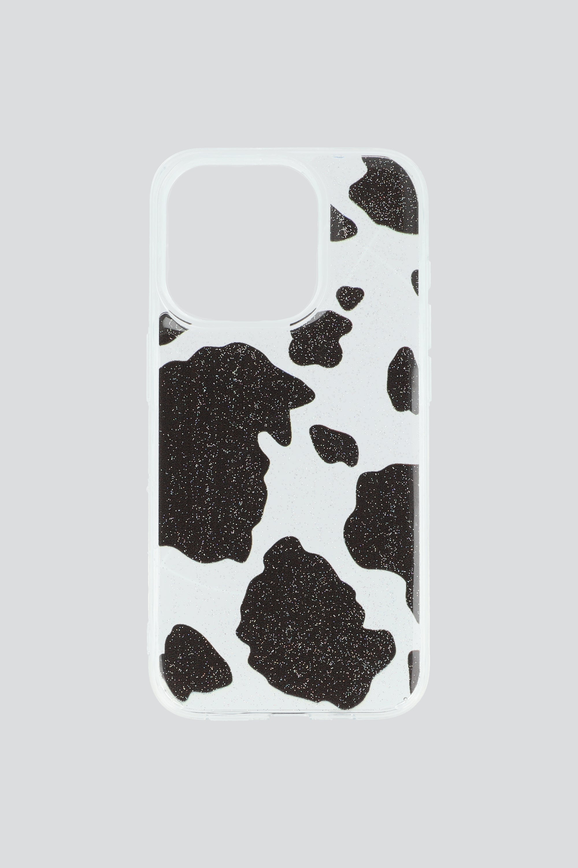Funda cel iph 15 pro vaca glitter NEGRO