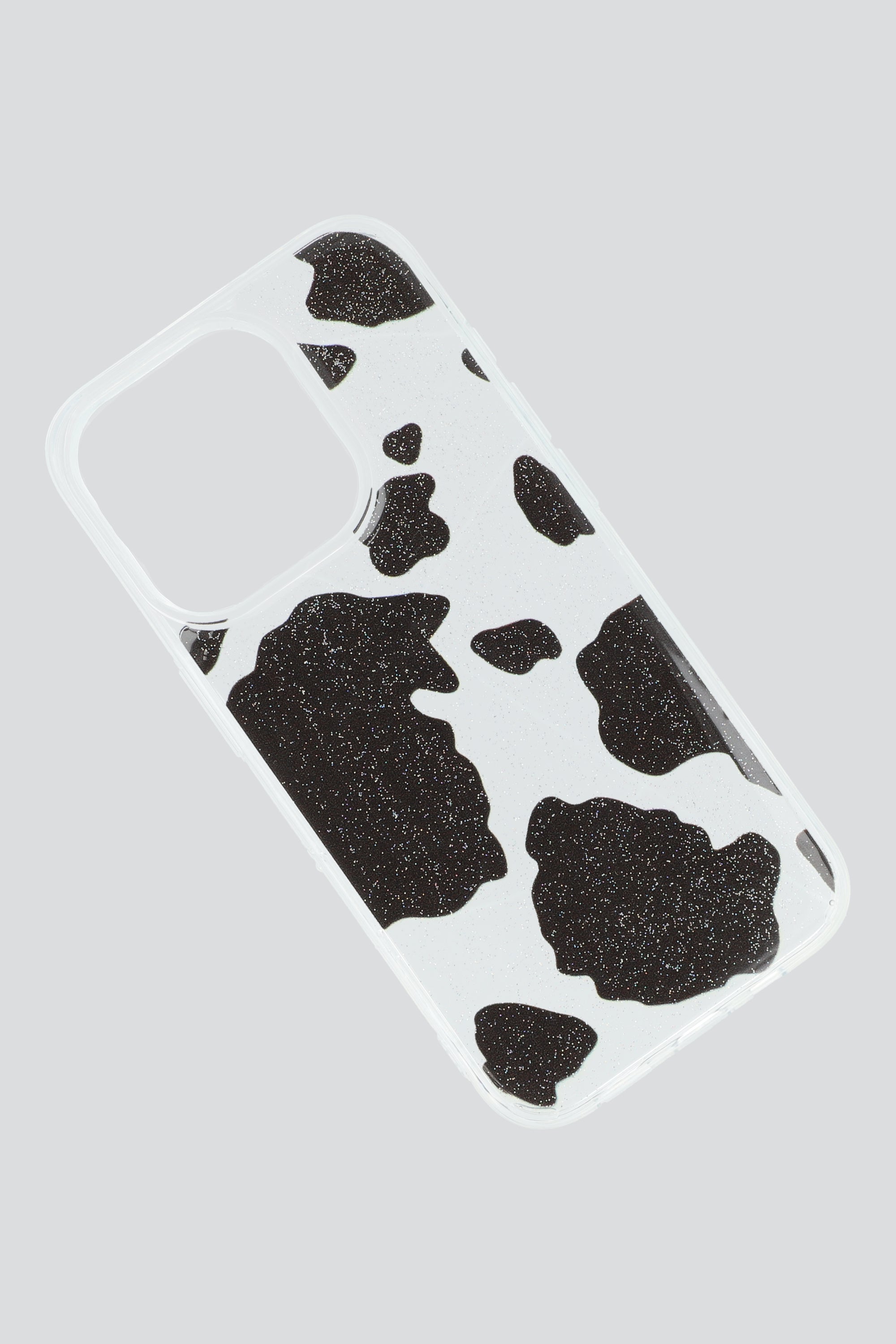 Funda cel iph 15 pro vaca glitter NEGRO