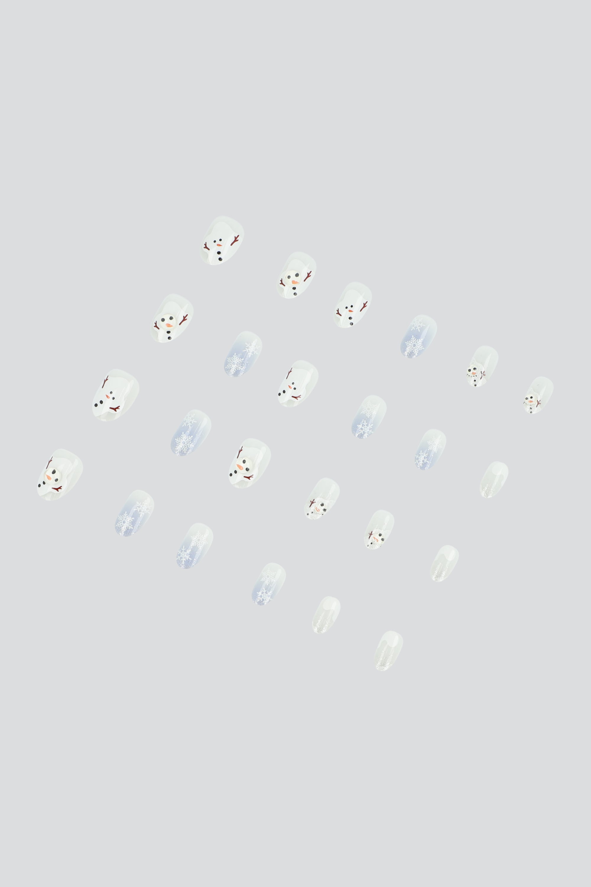 Set 24 uñas muñeco de nieve derretido BLANCO