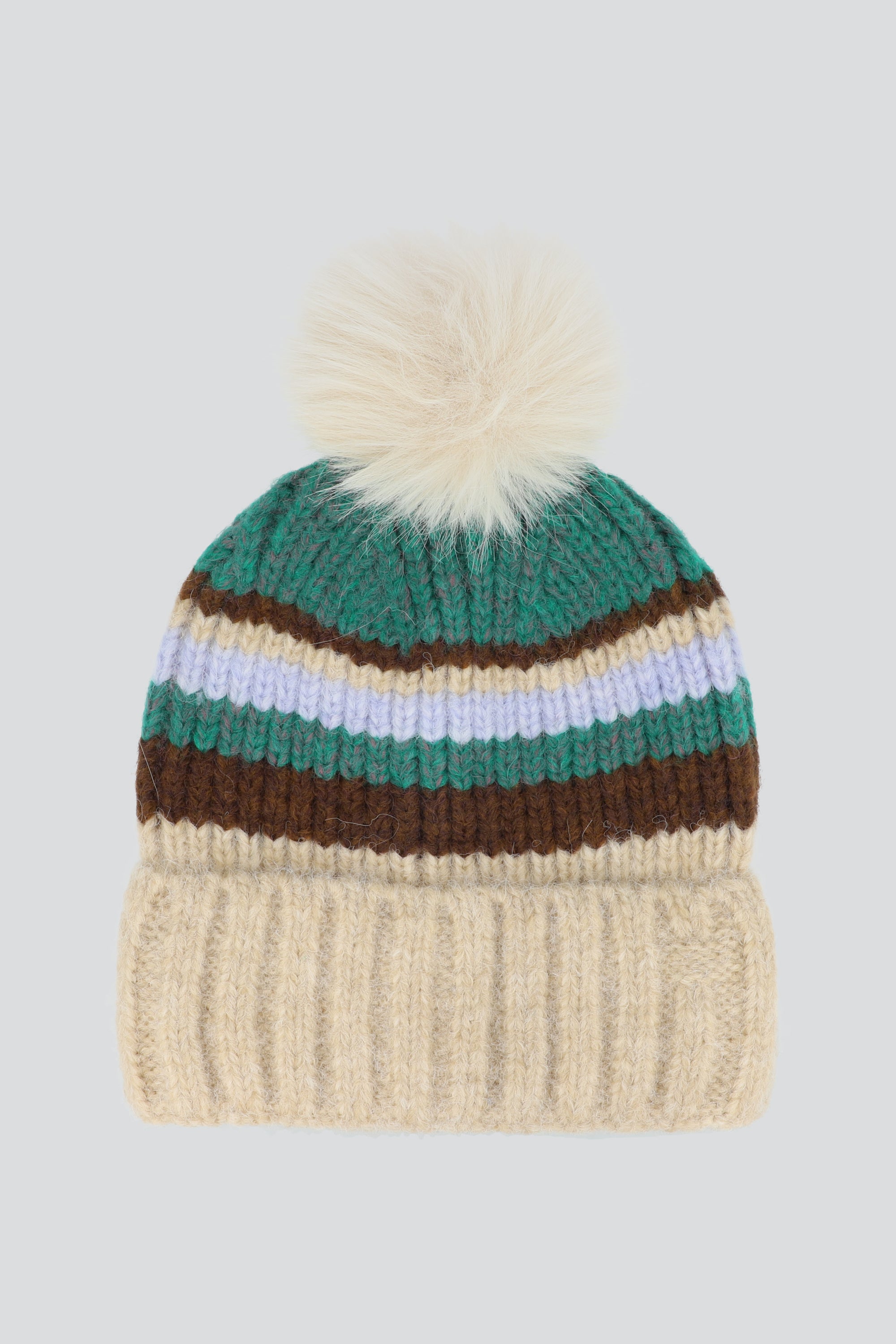 Beanie rayas fluffy BEIGE
