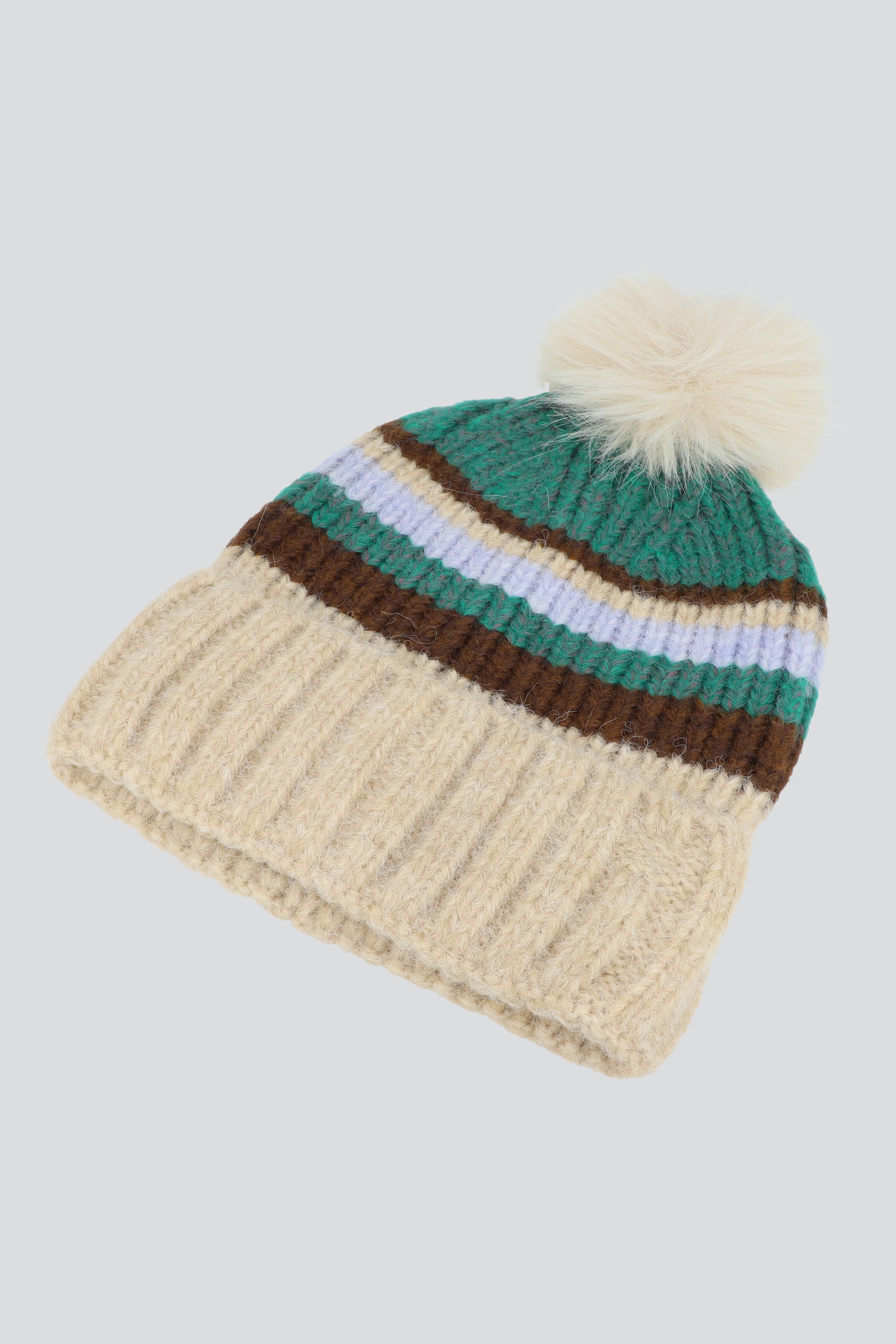 Beanie rayas fluffy BEIGE