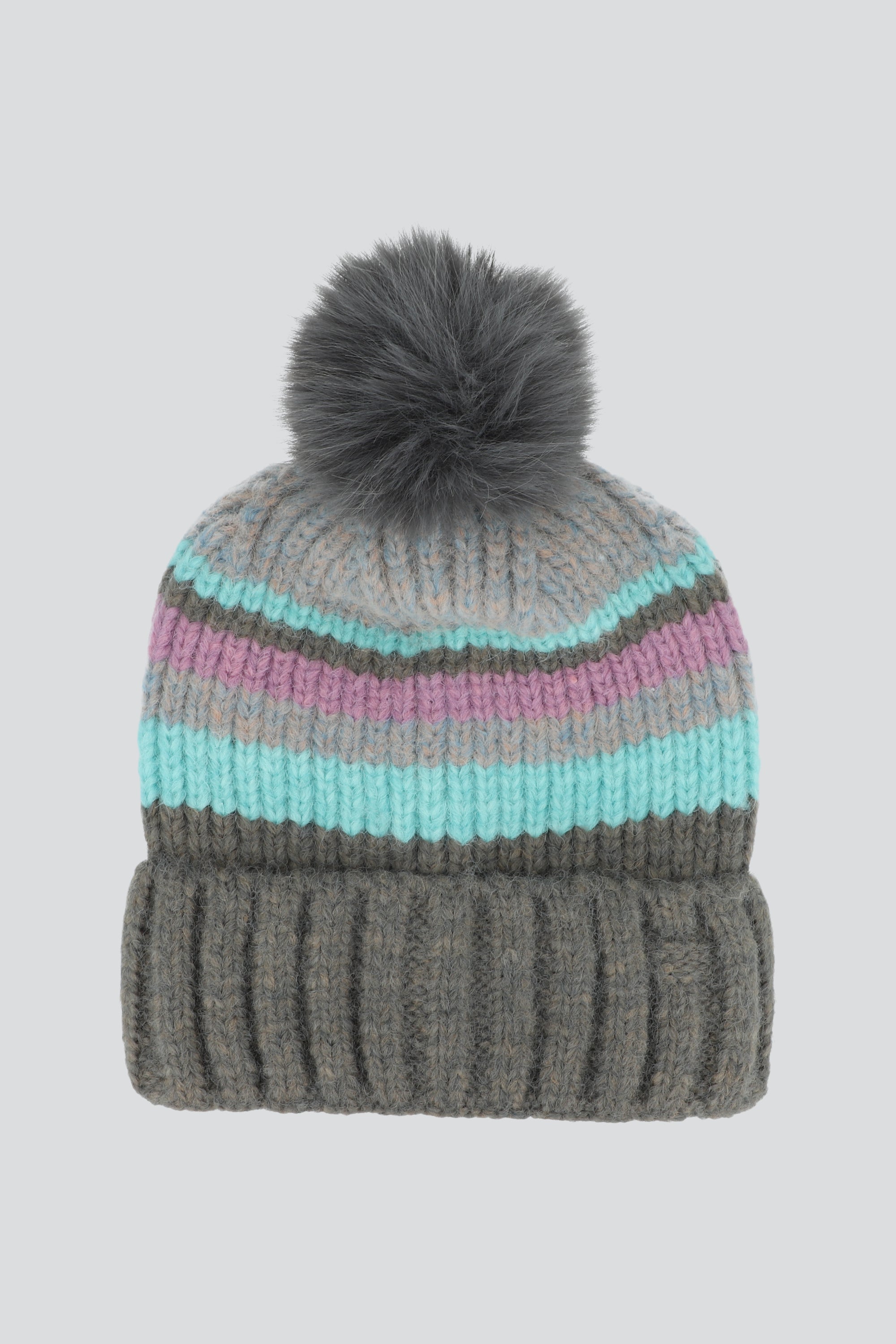 Beanie rayas fluffy GRIS