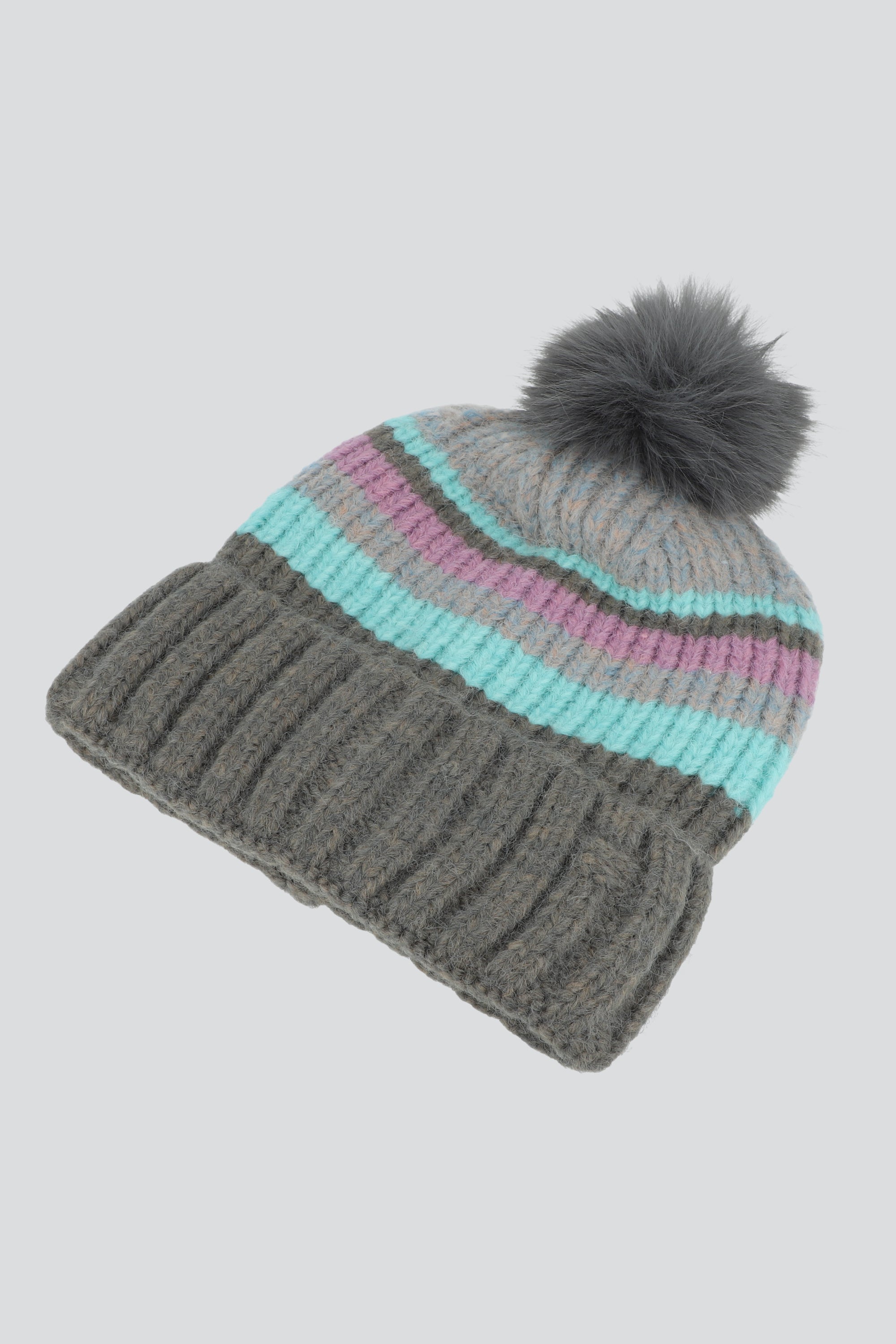 Beanie rayas fluffy GRIS