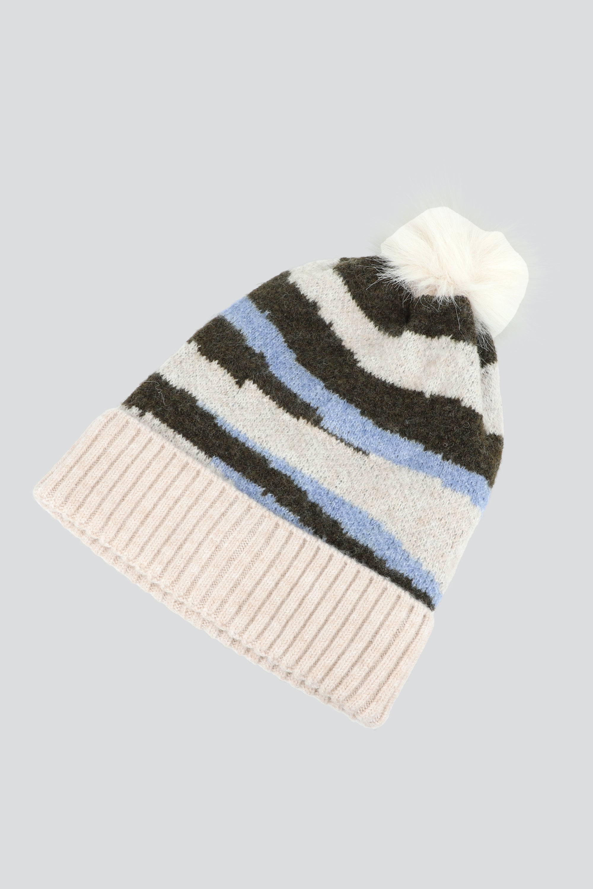 Beanie print rayas BEIGE