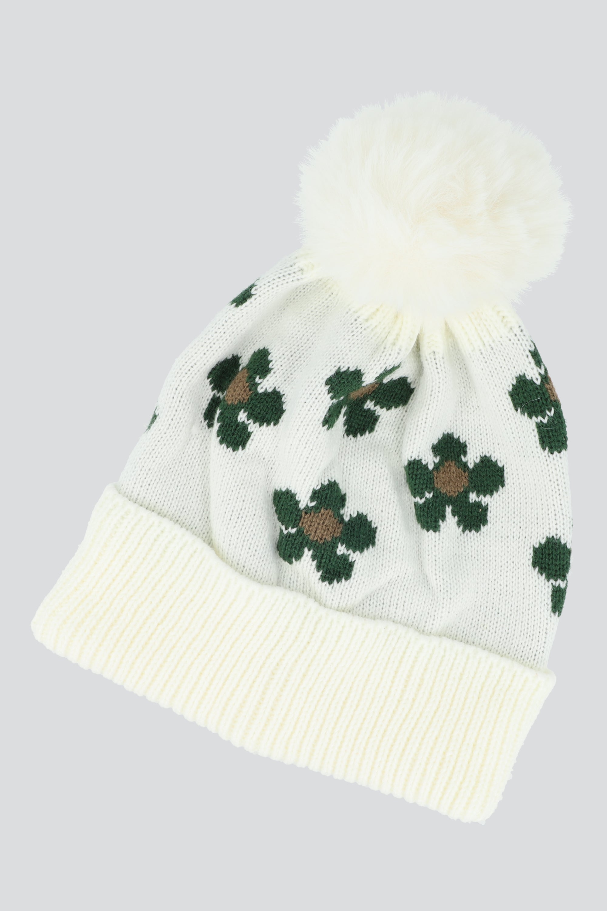 Beanie print flores BLANCO