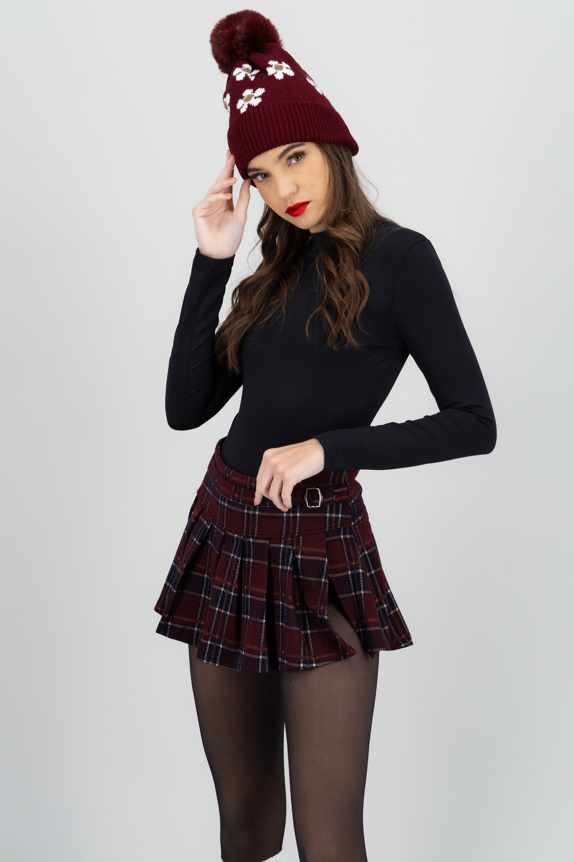 Beanie print flores VINO