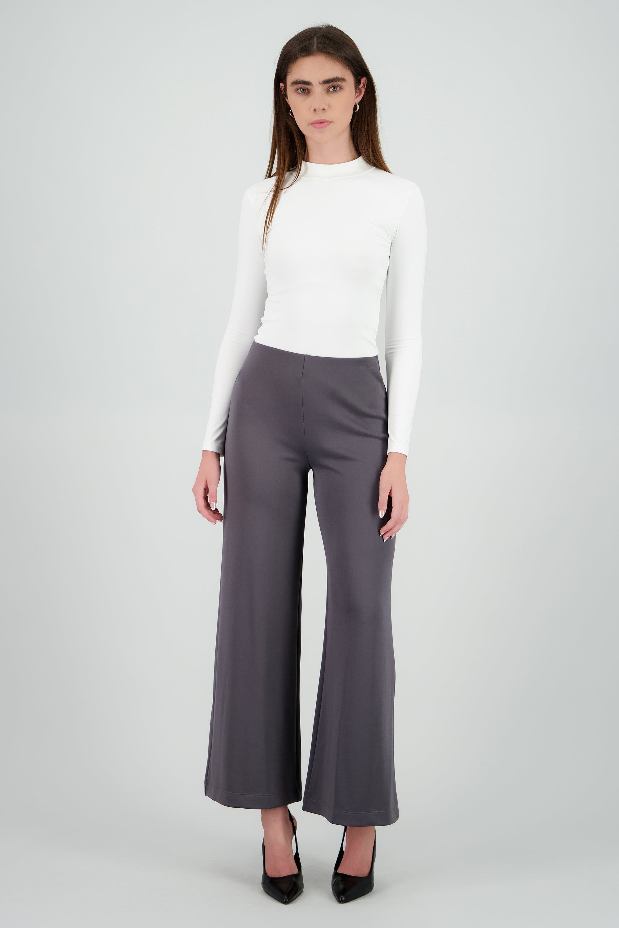 Pantalon liso wide leg GRIS OBSCURO