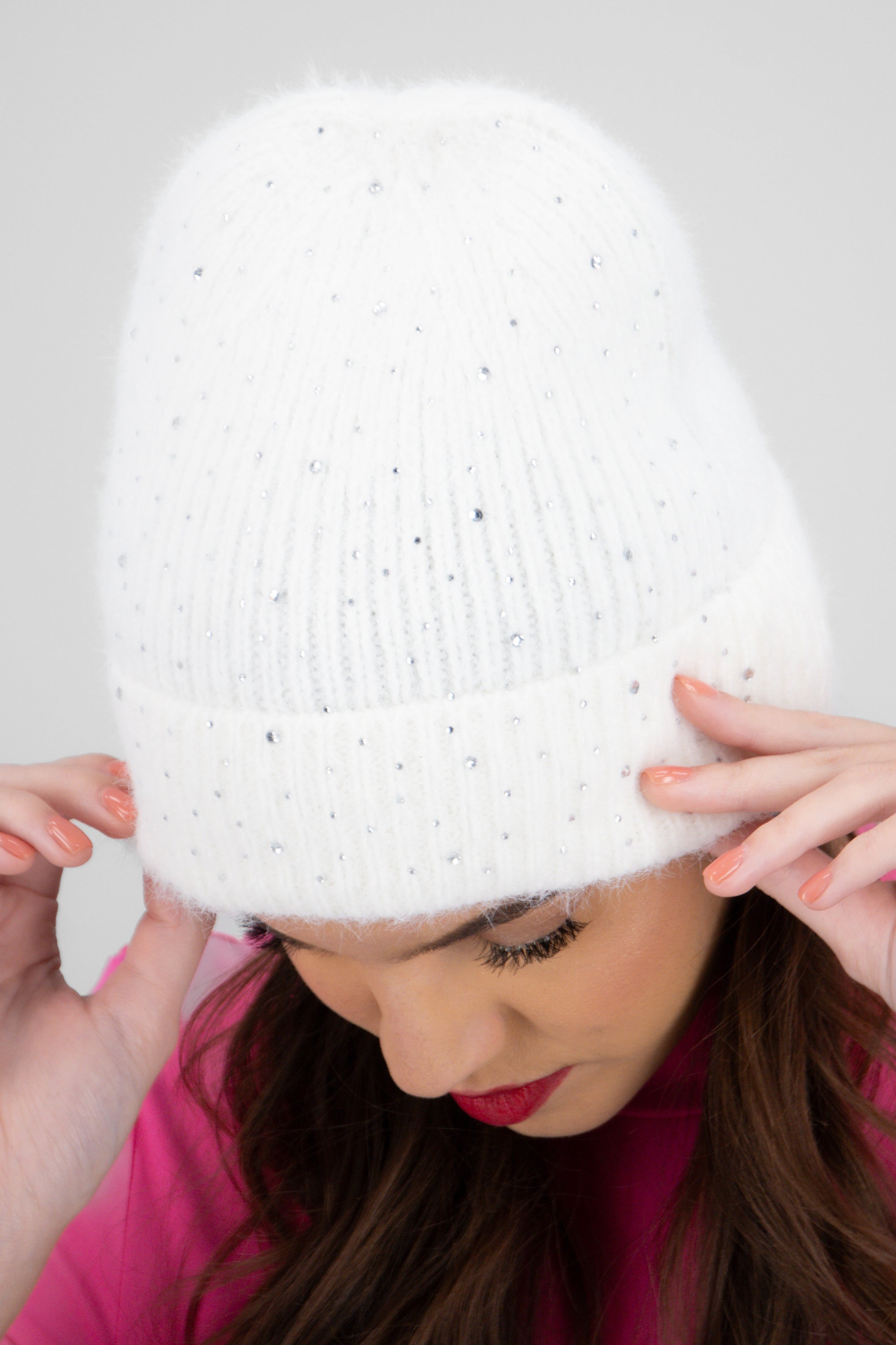 Beanie mini brillos BLANCO
