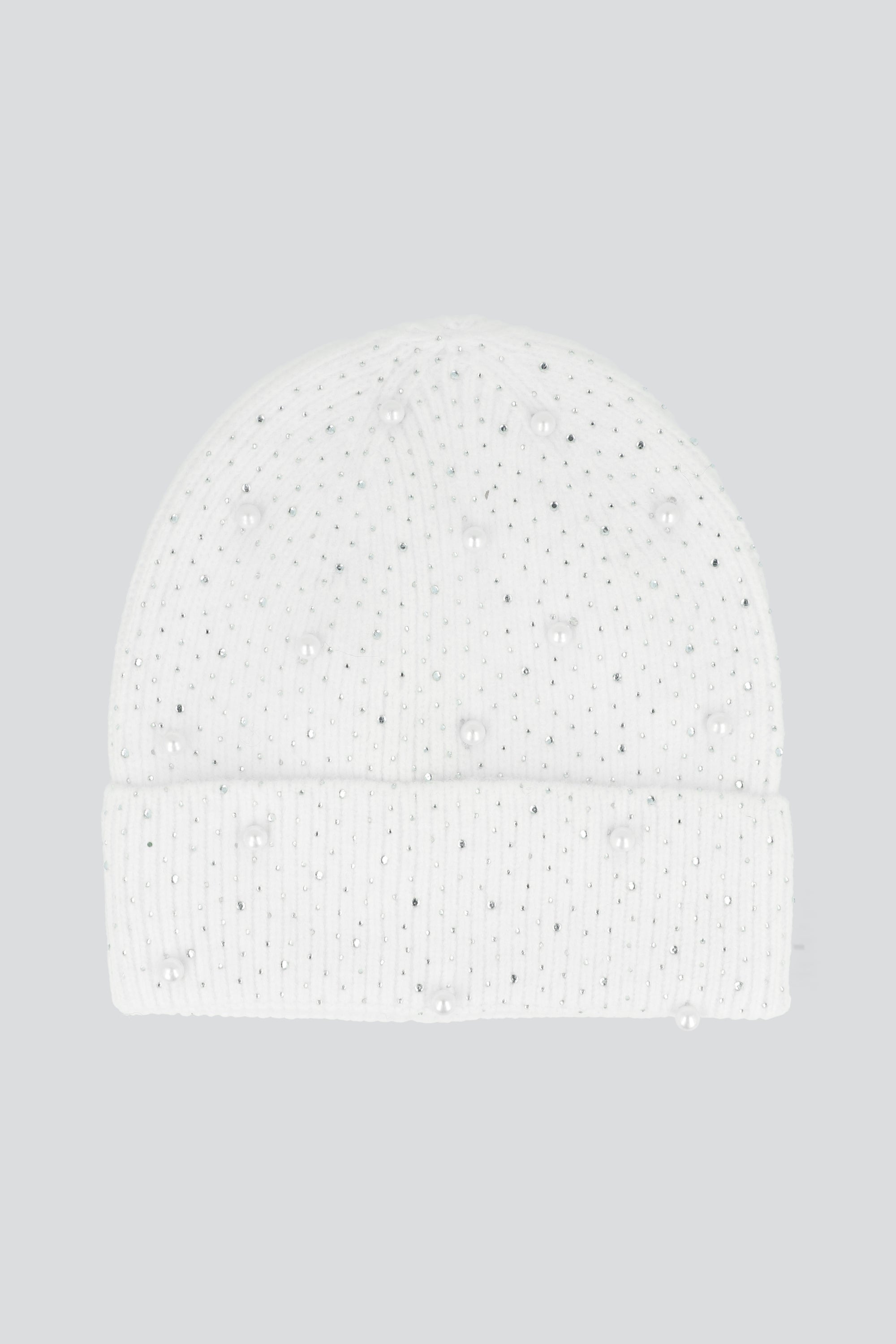 Beanie perlas brillos BLANCO