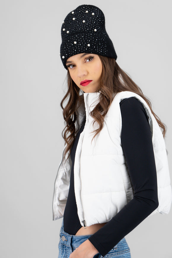 Beanie perlas brillos
