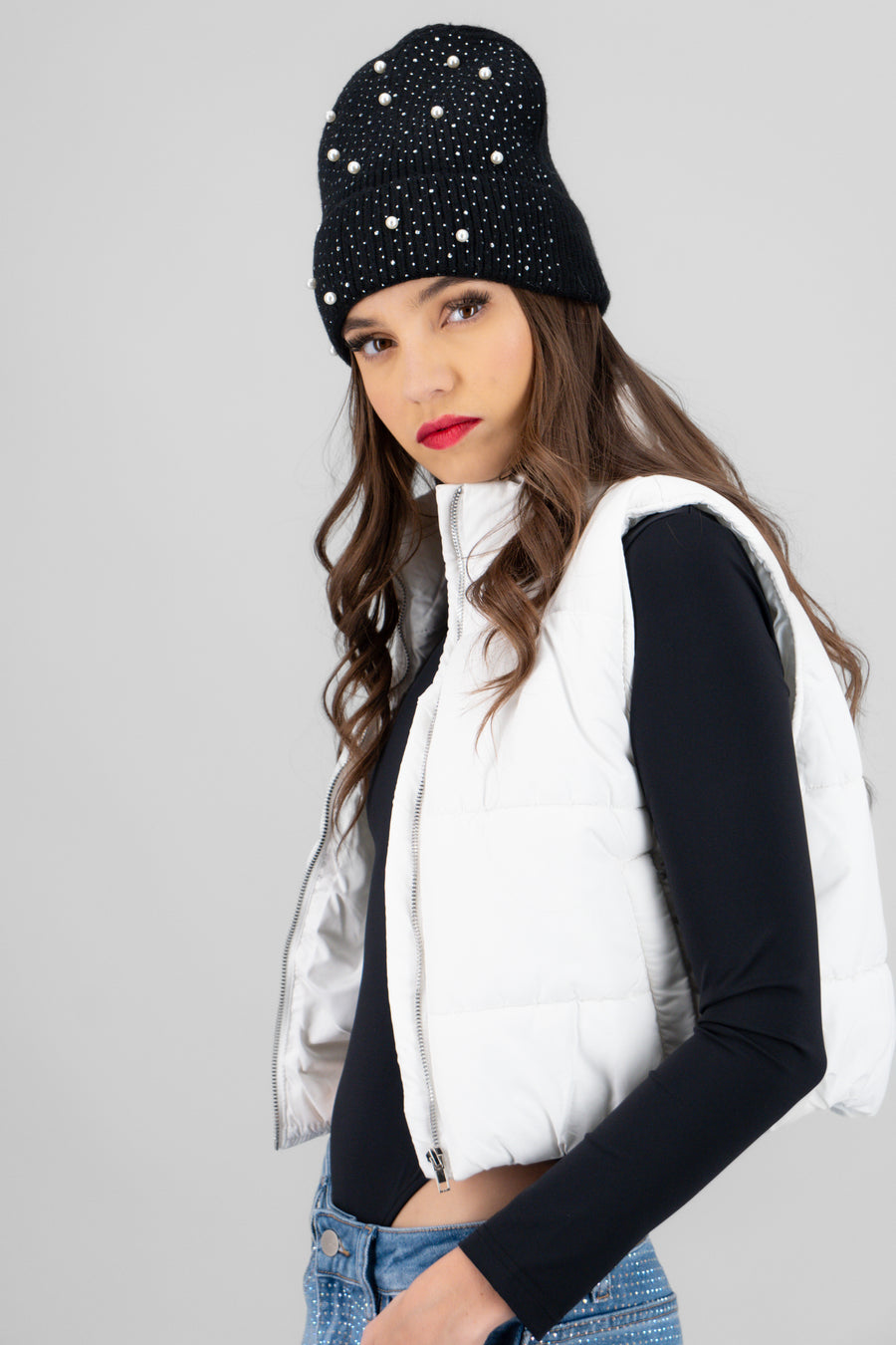 Beanie perlas brillos