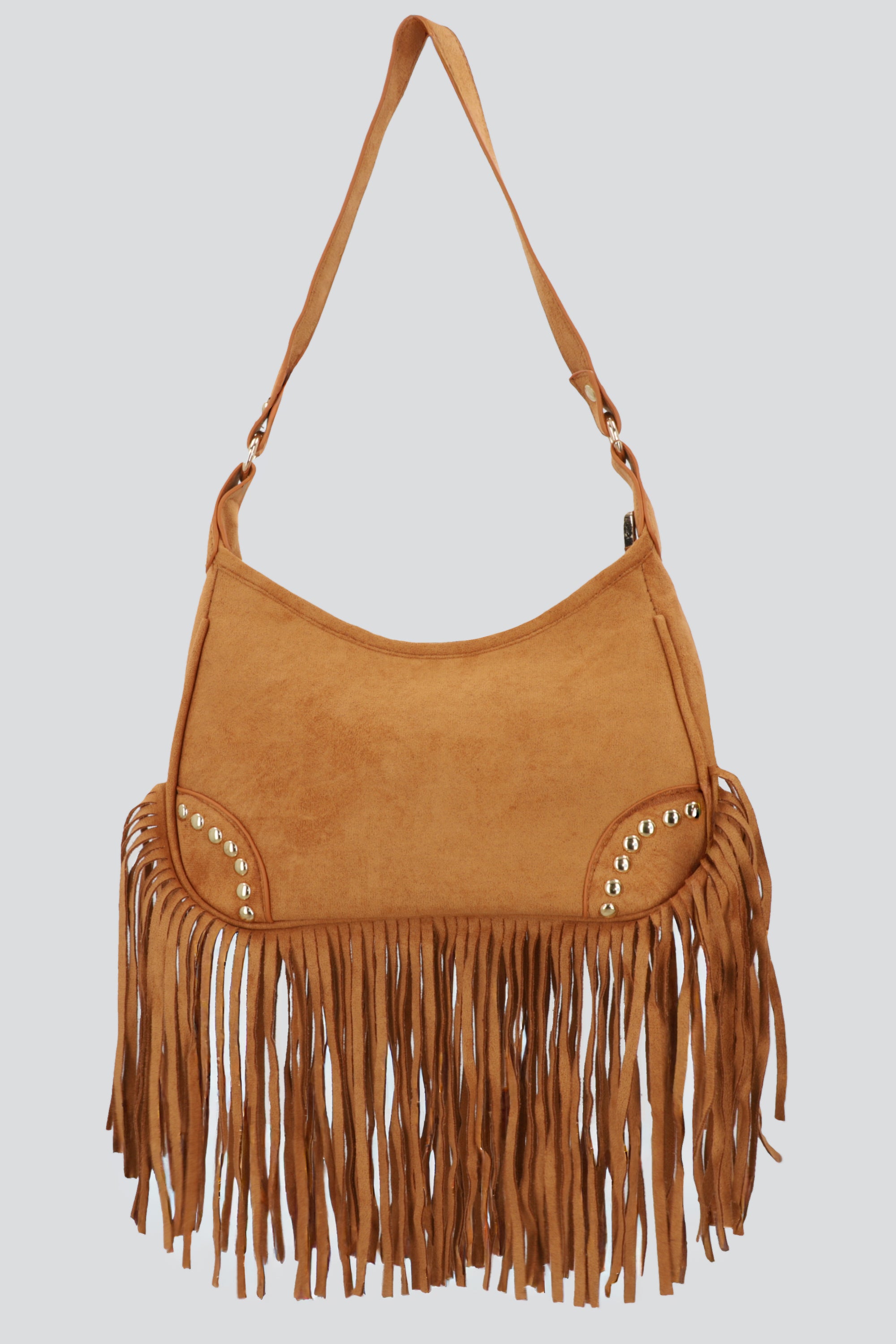 Bolsa shoulder flecos CAMELLO