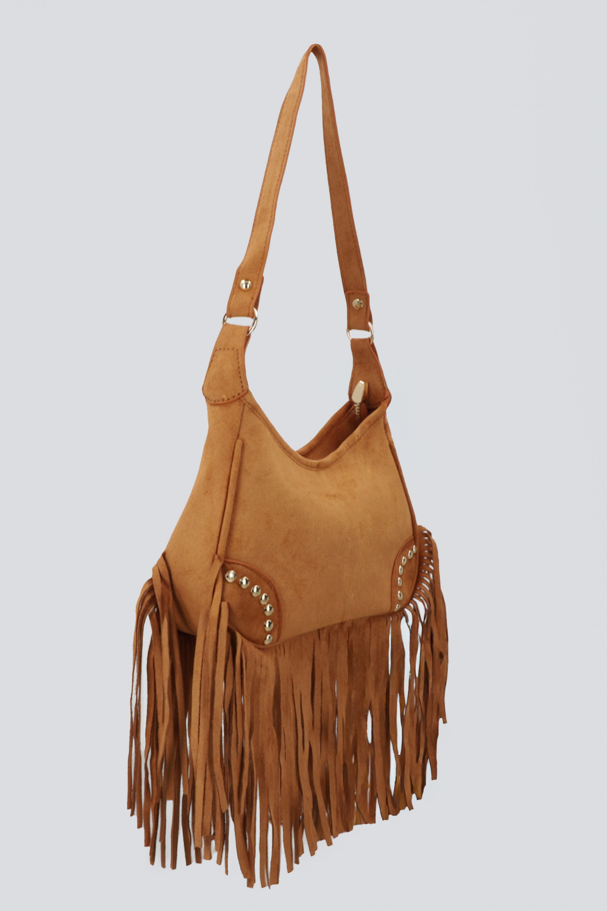 Bolsa shoulder flecos CAMELLO