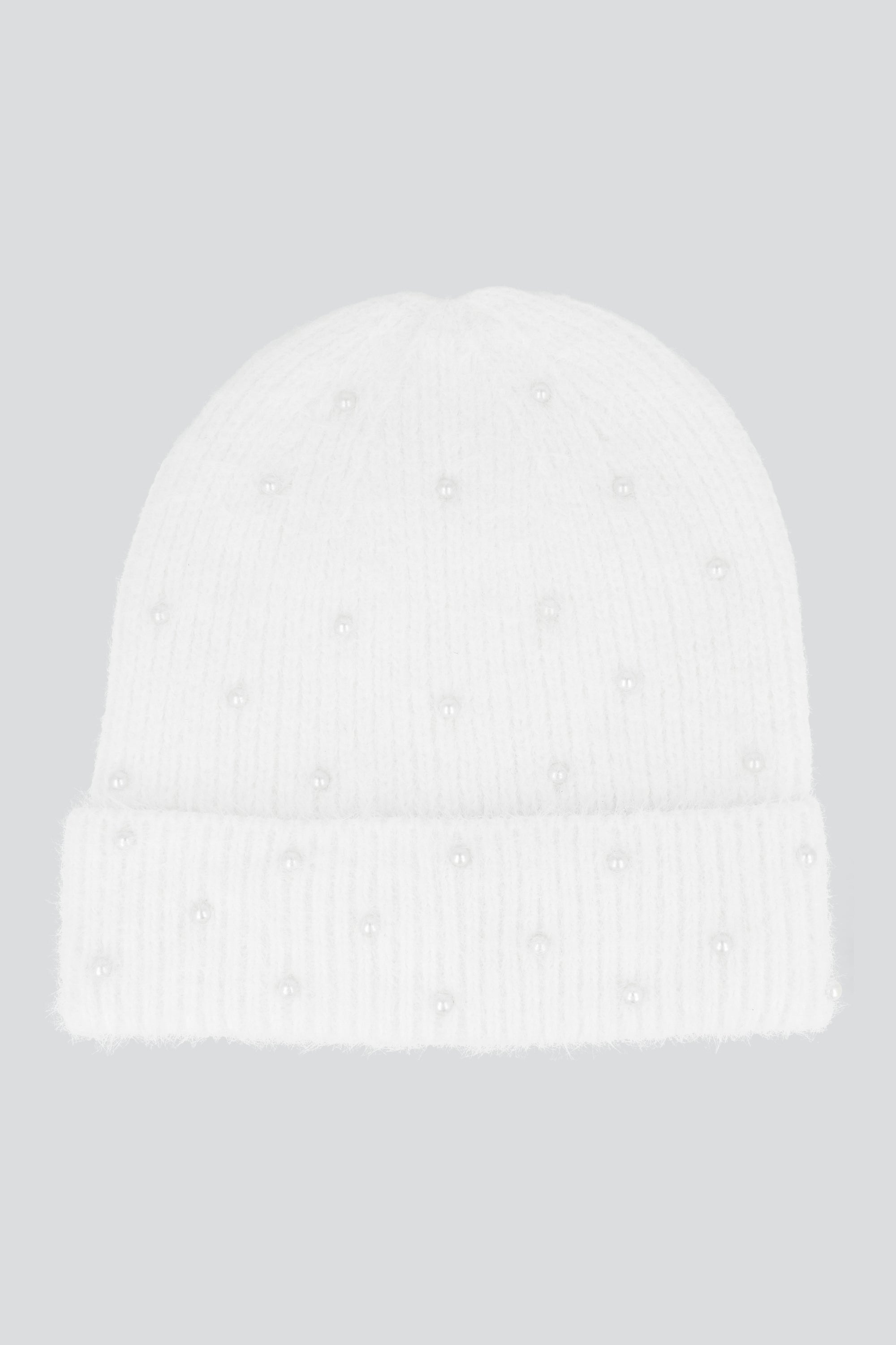 Beanie detalle perlas BLANCO