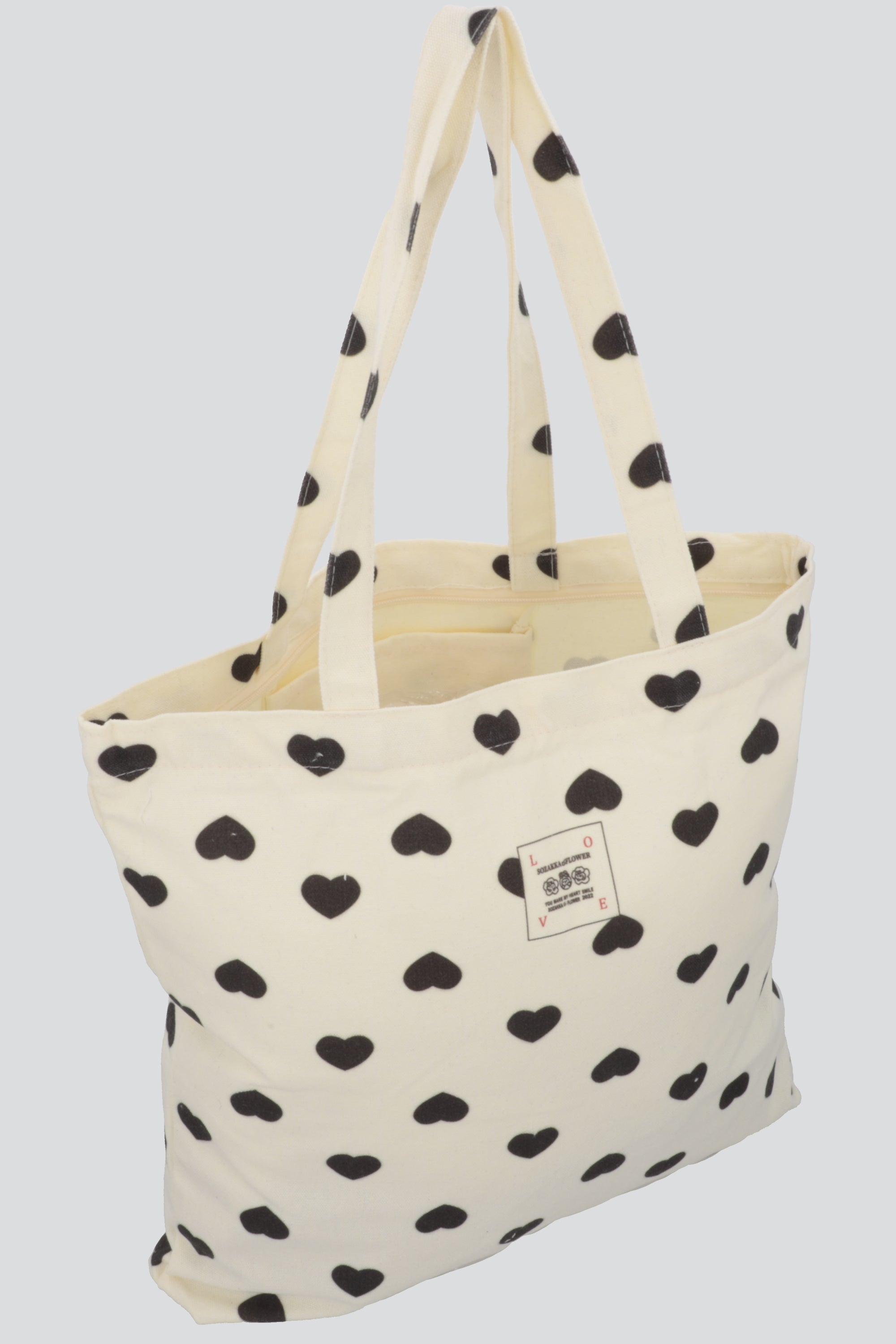Bolsa tote corazones NEGRO