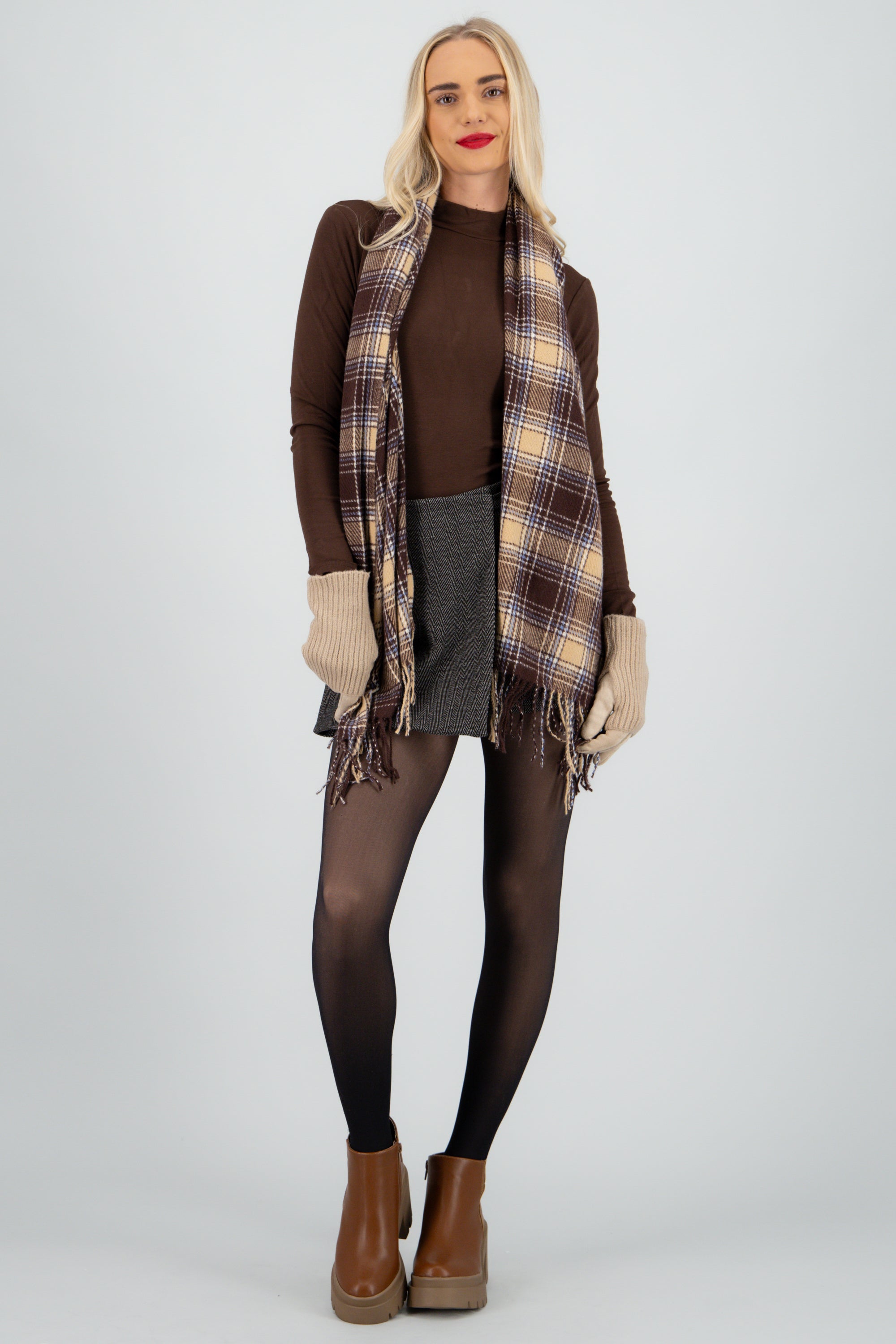 Bufanda cuadros linea CAFE