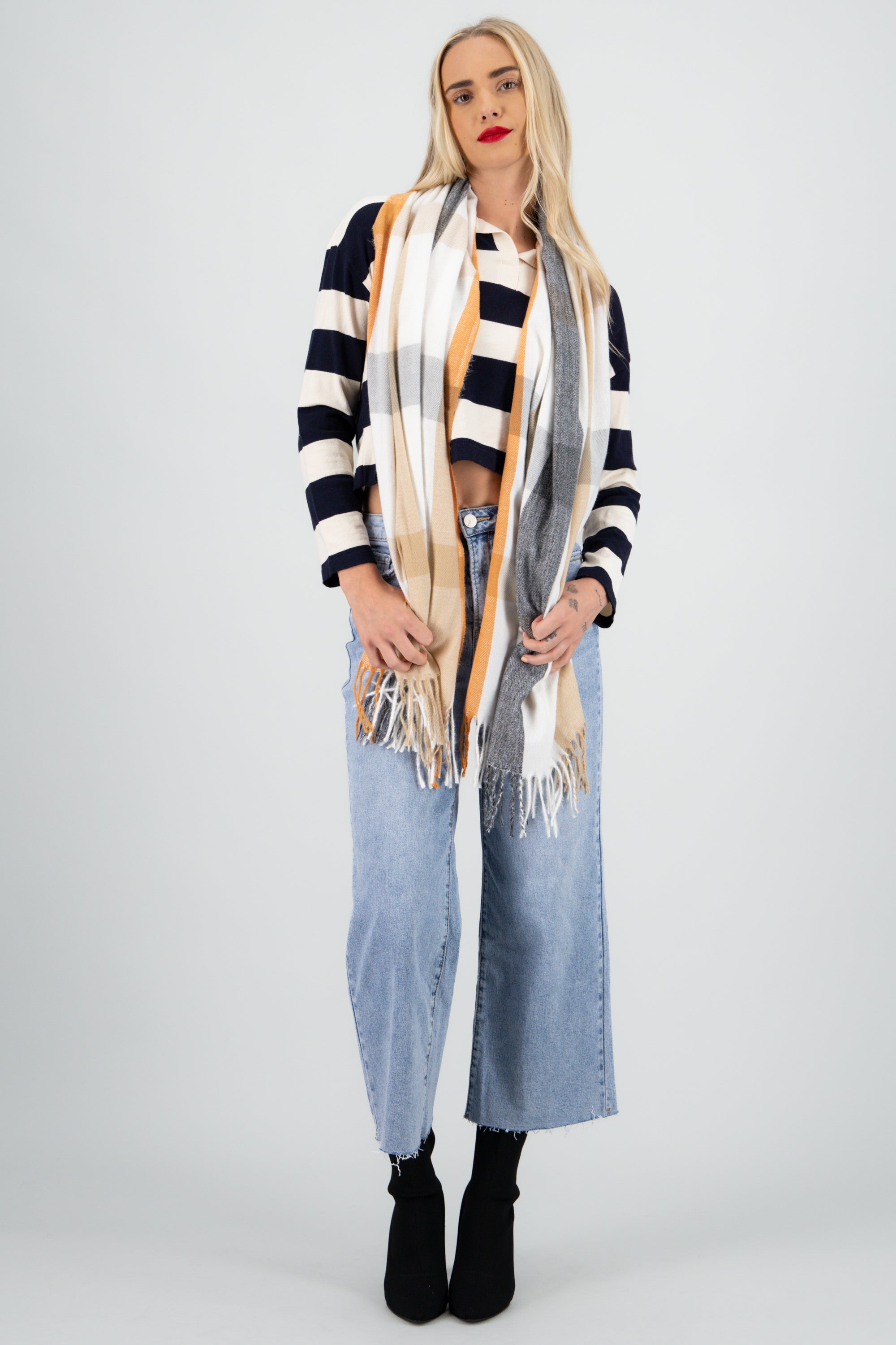 Bufanda mega cuadros BEIGE