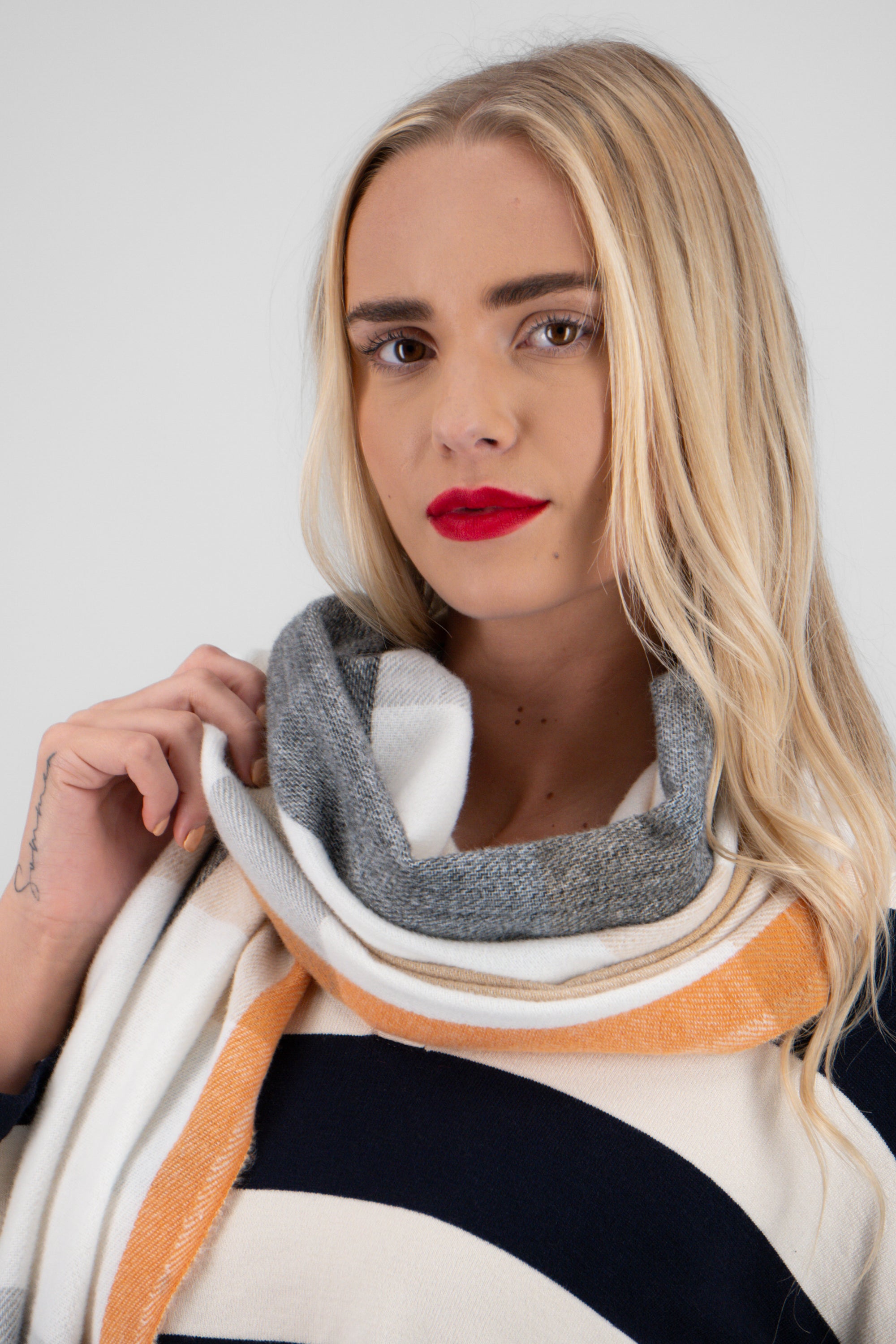 Bufanda mega cuadros BEIGE