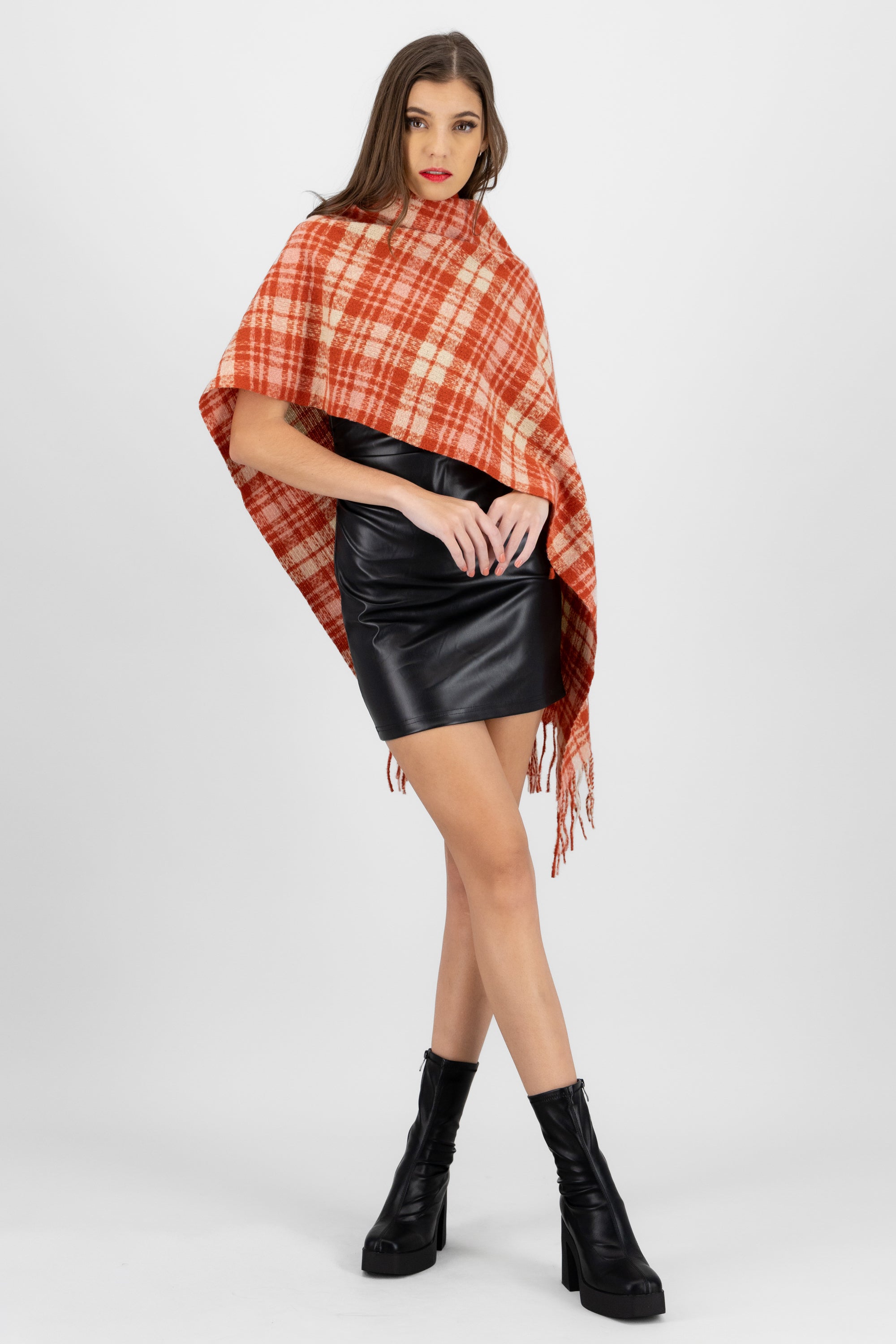 Bufanda mini cuadros NARANJA