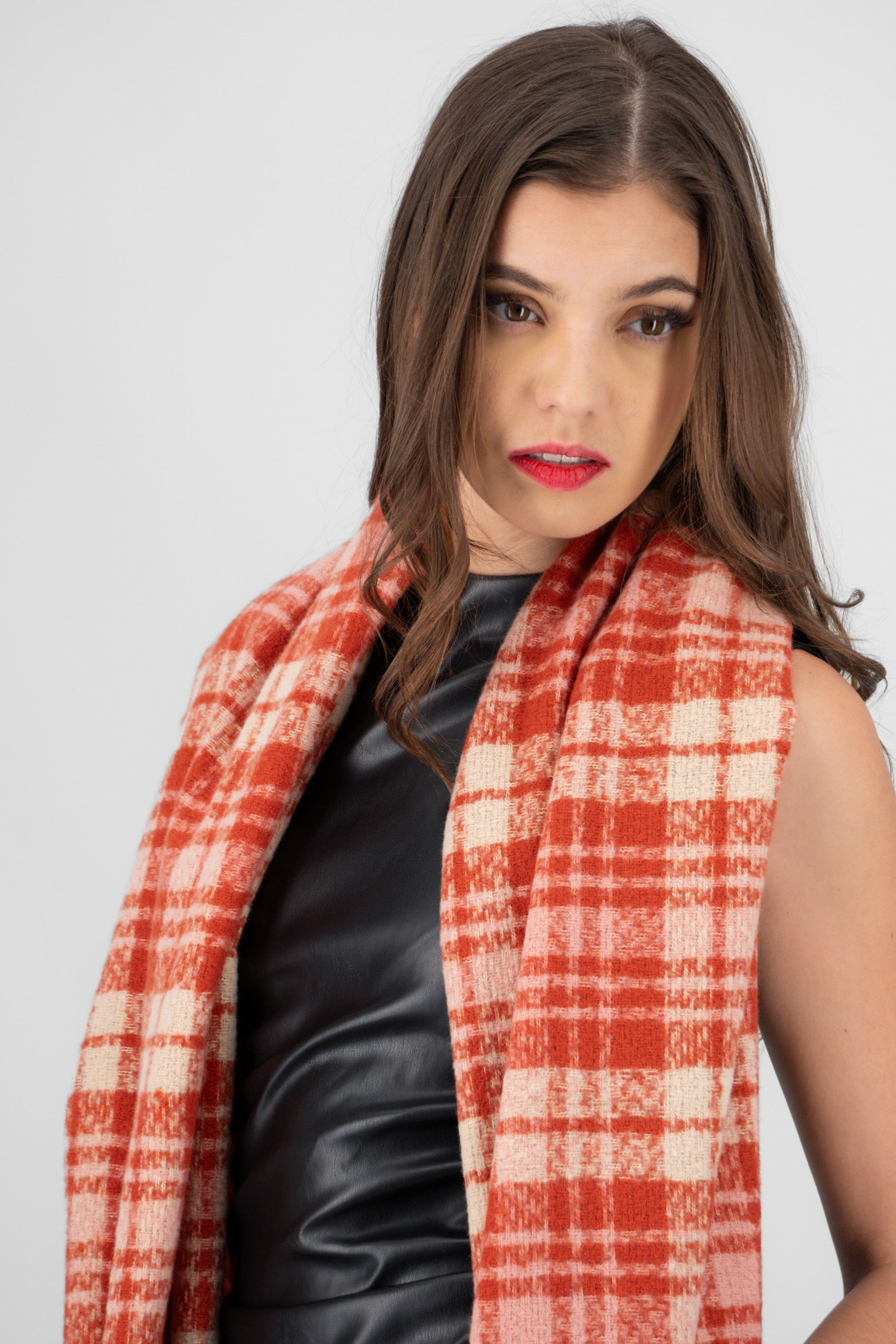 Bufanda mini cuadros NARANJA