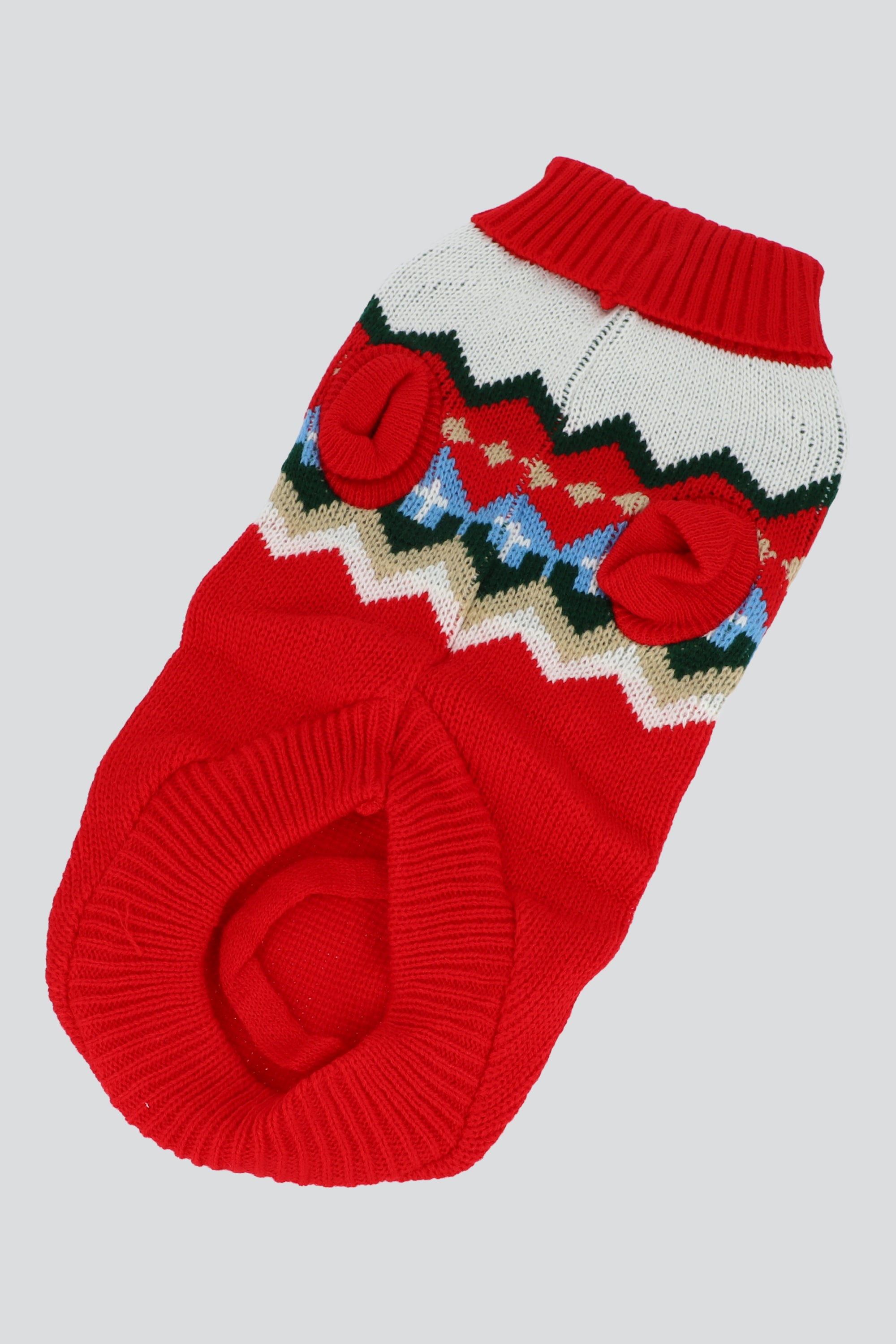 Sueter mascota cenefa pompones ROJO