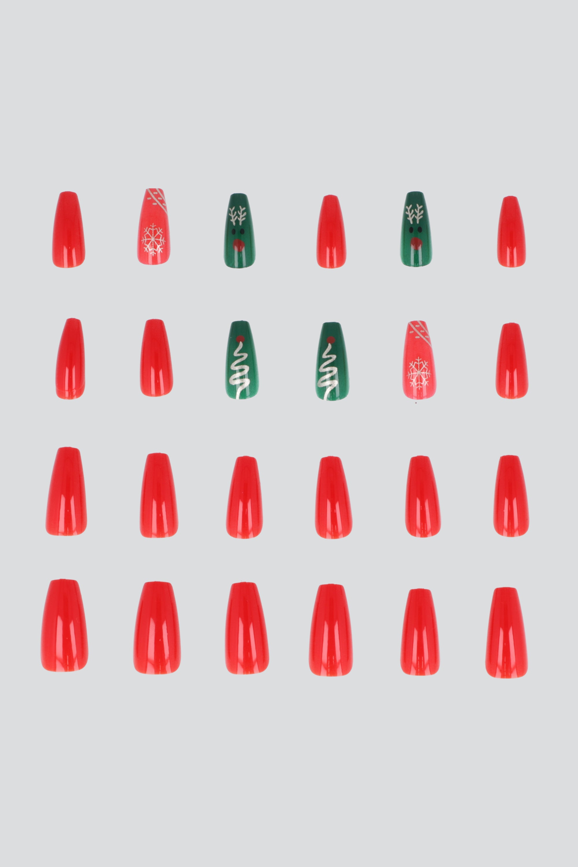 Set 24 uñas navideñas mate texturas VERDE