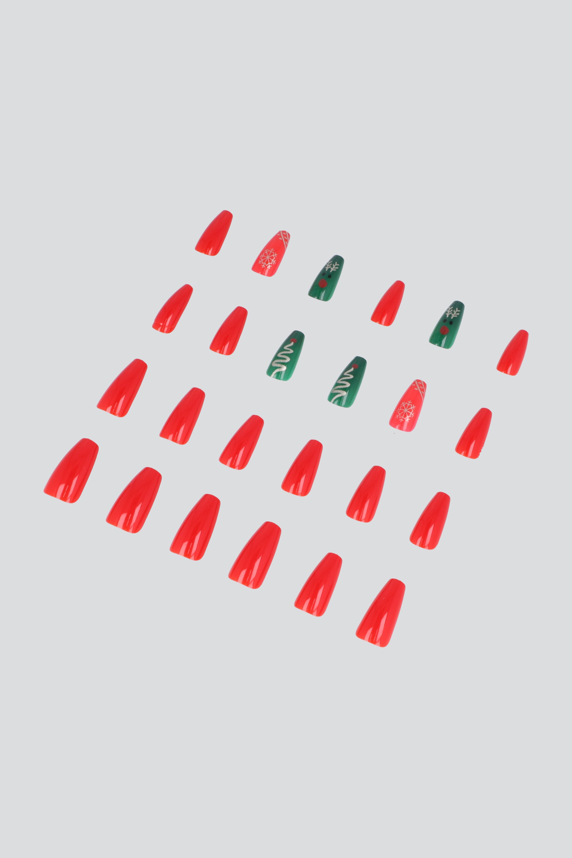 Set 24 uñas navideñas mate texturas VERDE