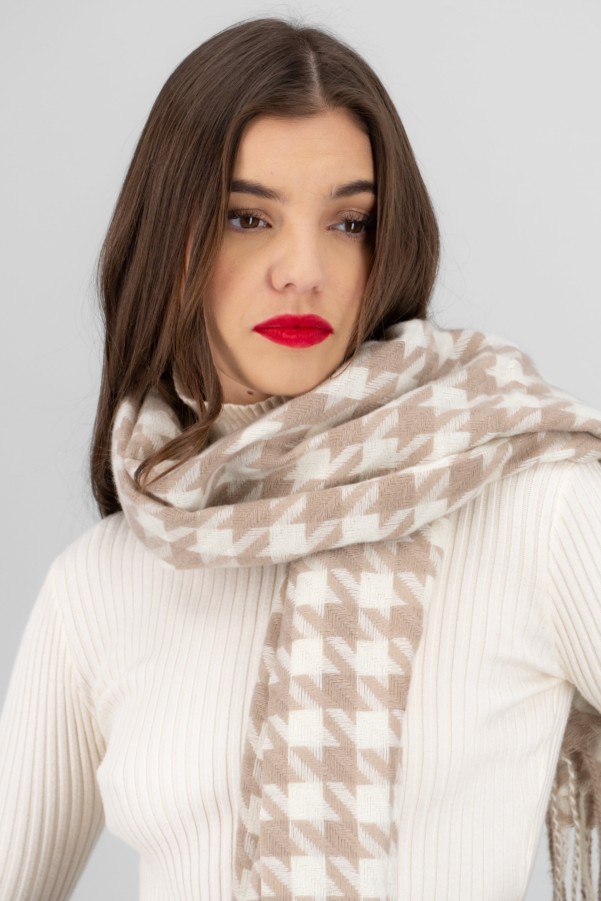 Bufanda pata de gallo BEIGE