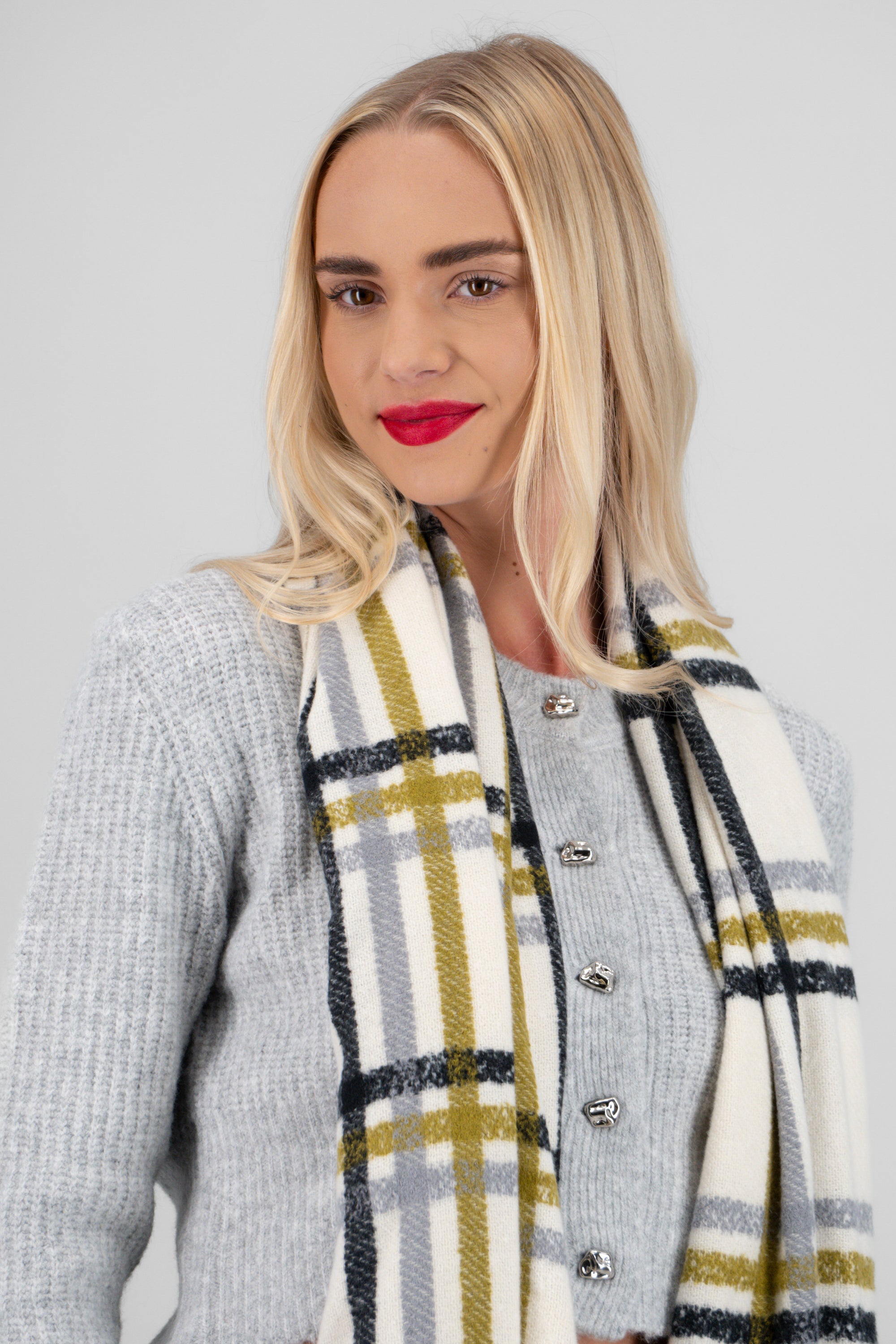 Bufanda cenefa cuadros VERDE