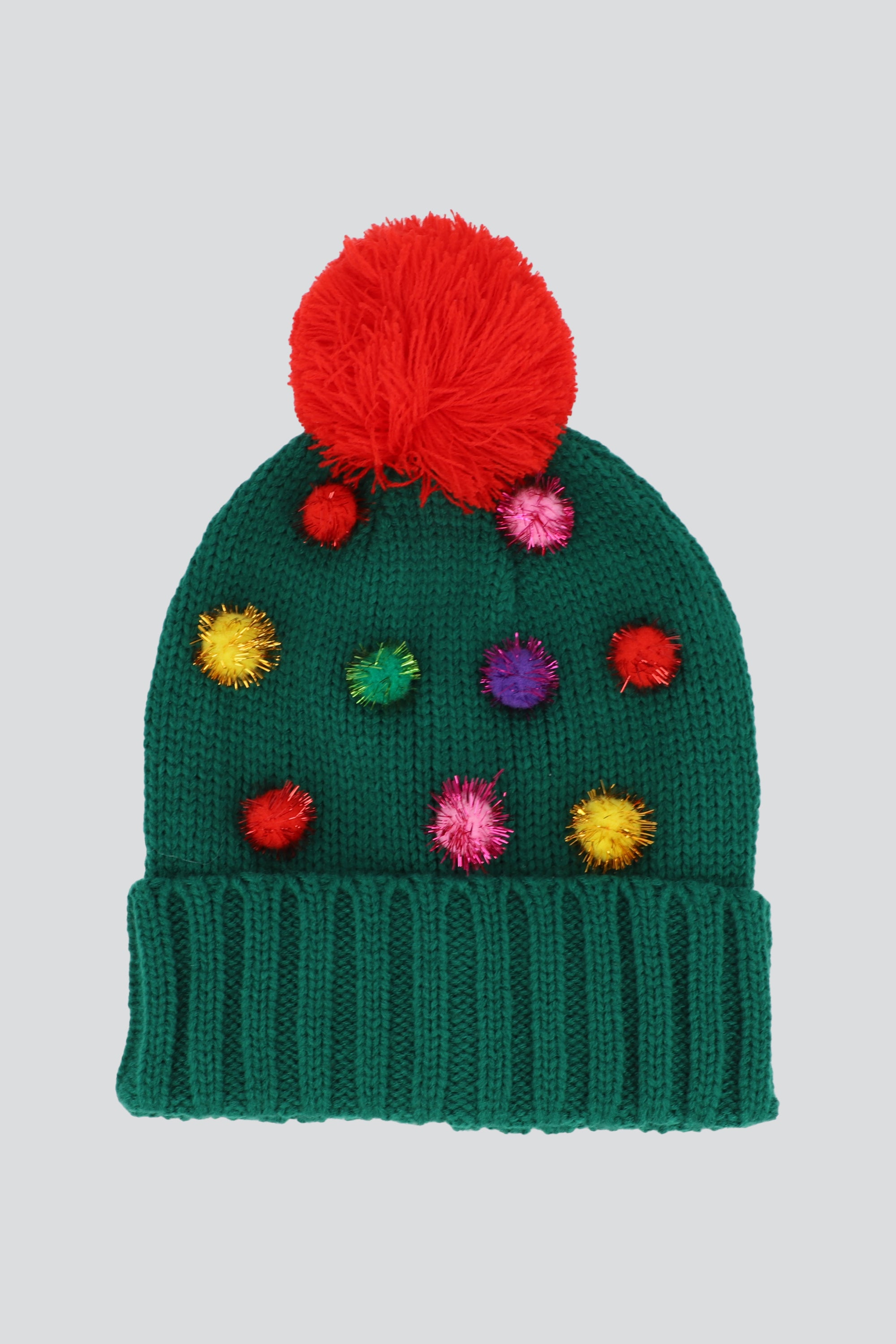 Beanie navideño pompones VERDE