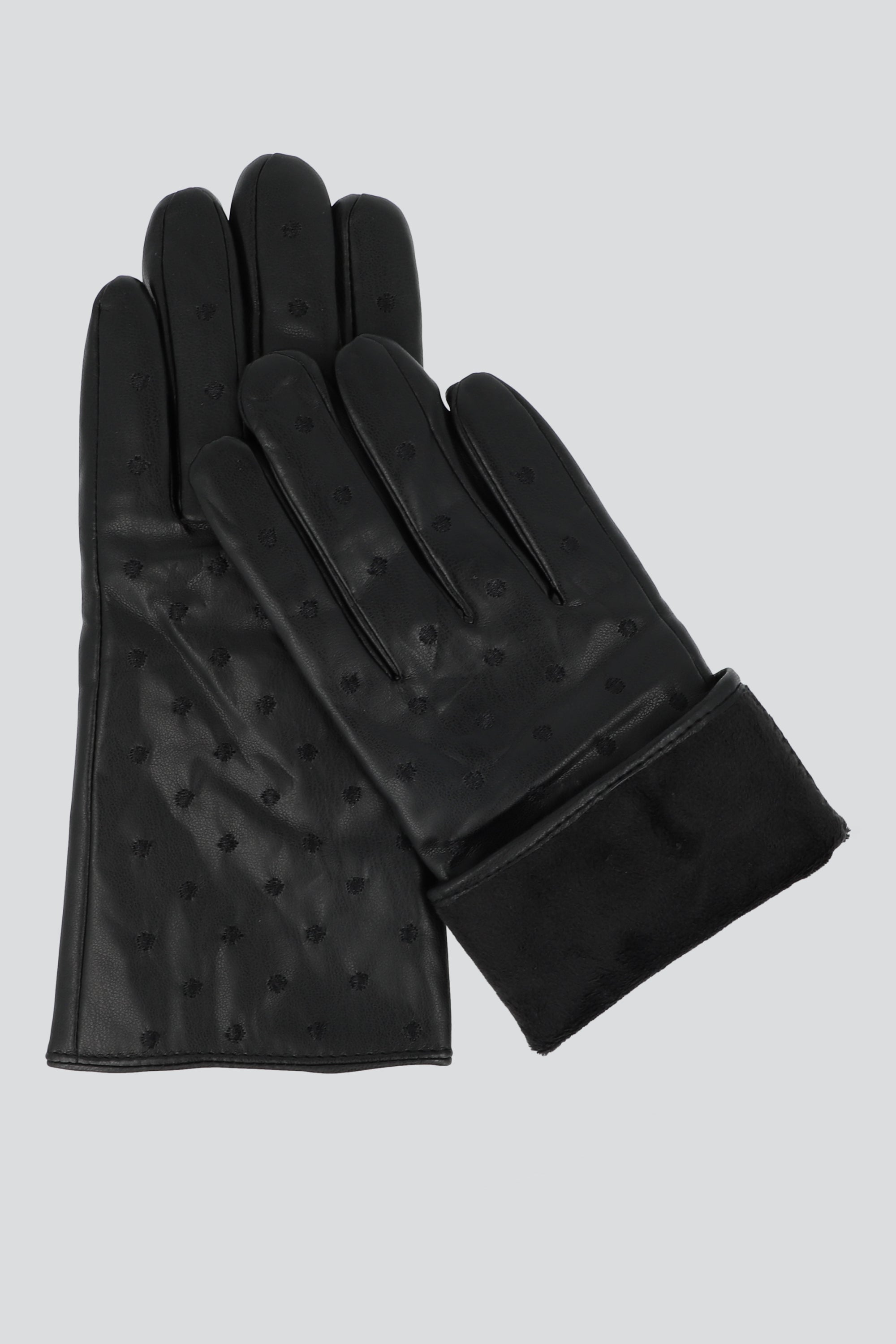 Guantes pu polkas NEGRO