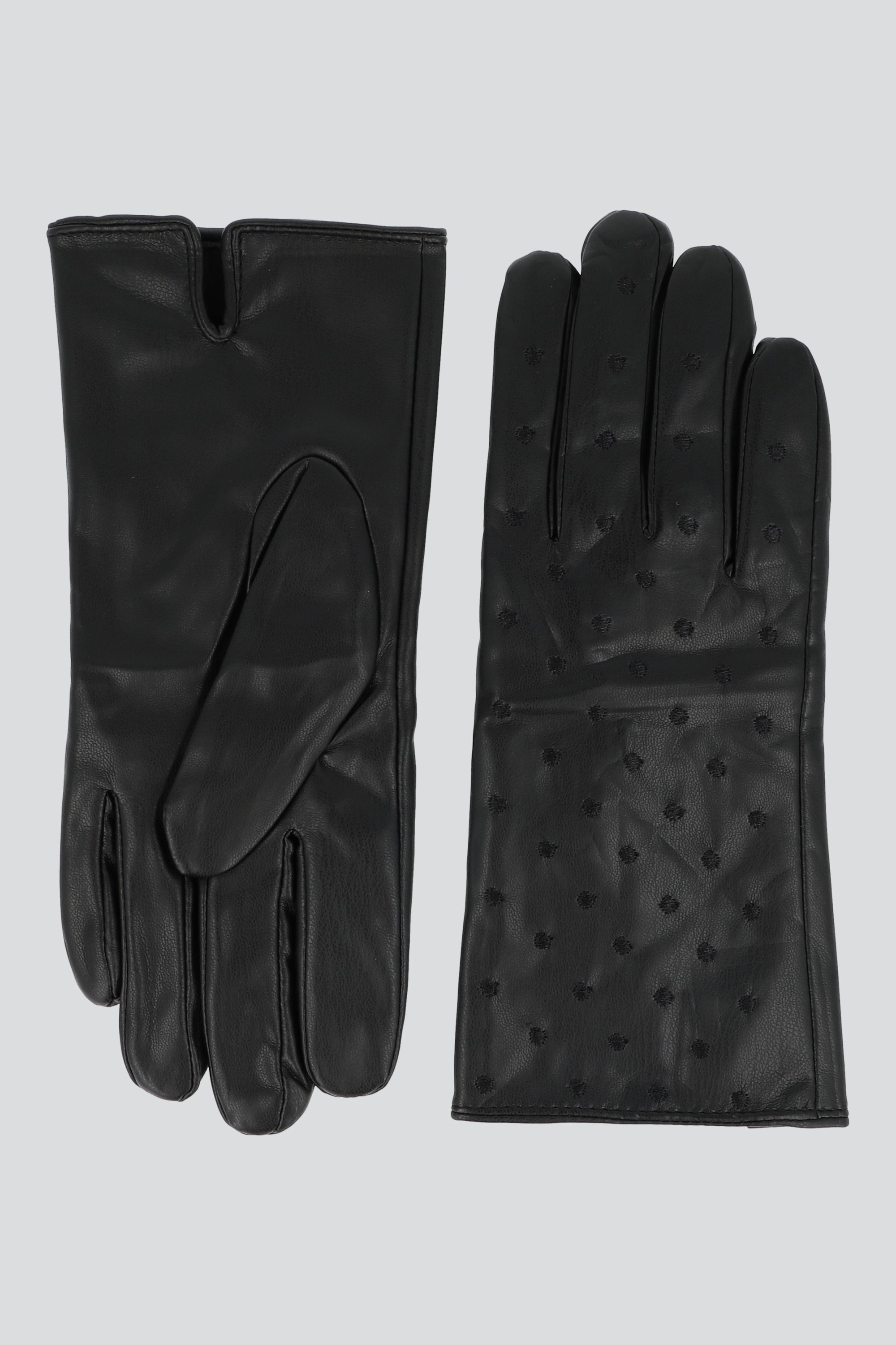 Guantes pu polkas NEGRO