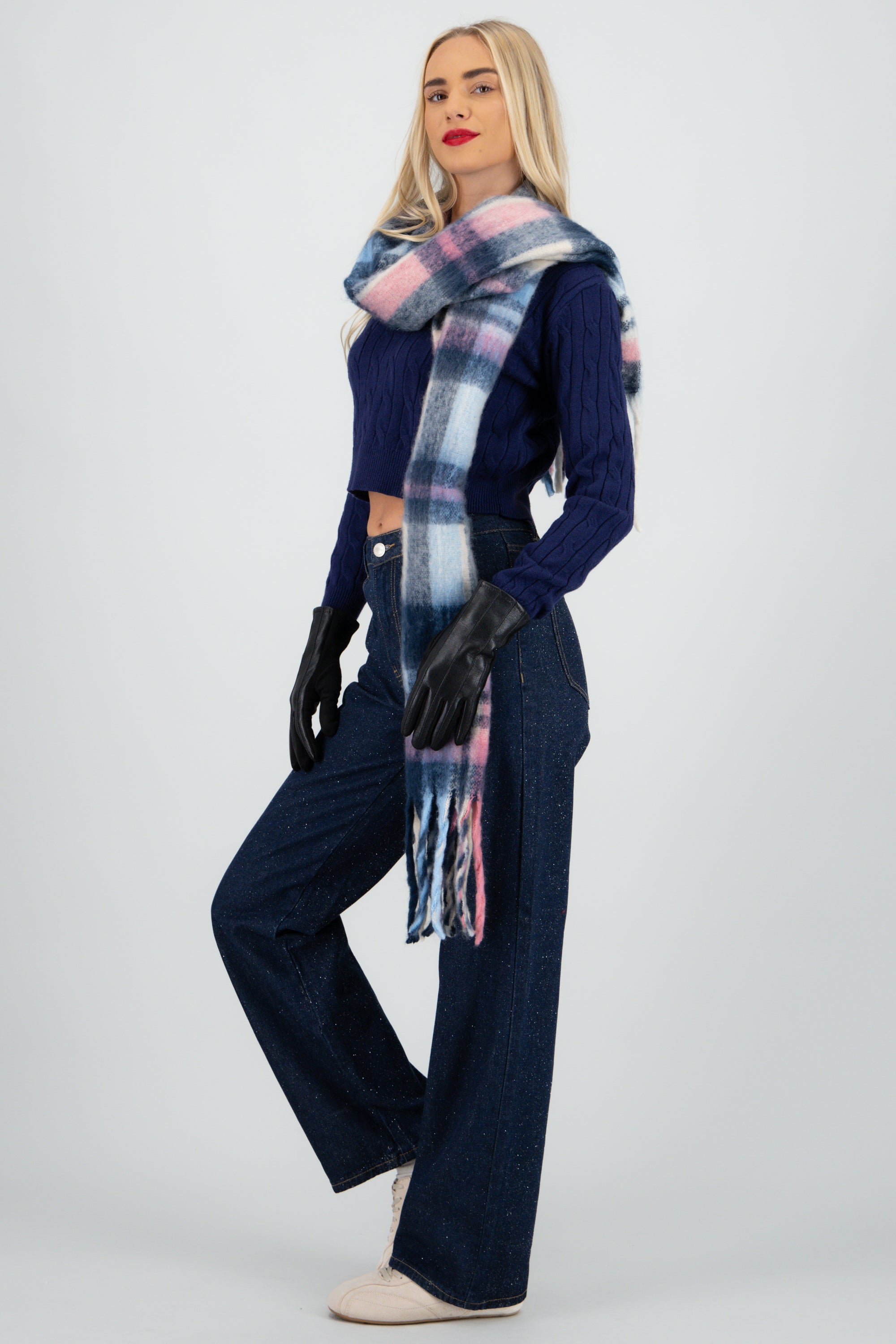 Bufanda cuadros colores frios MARINO