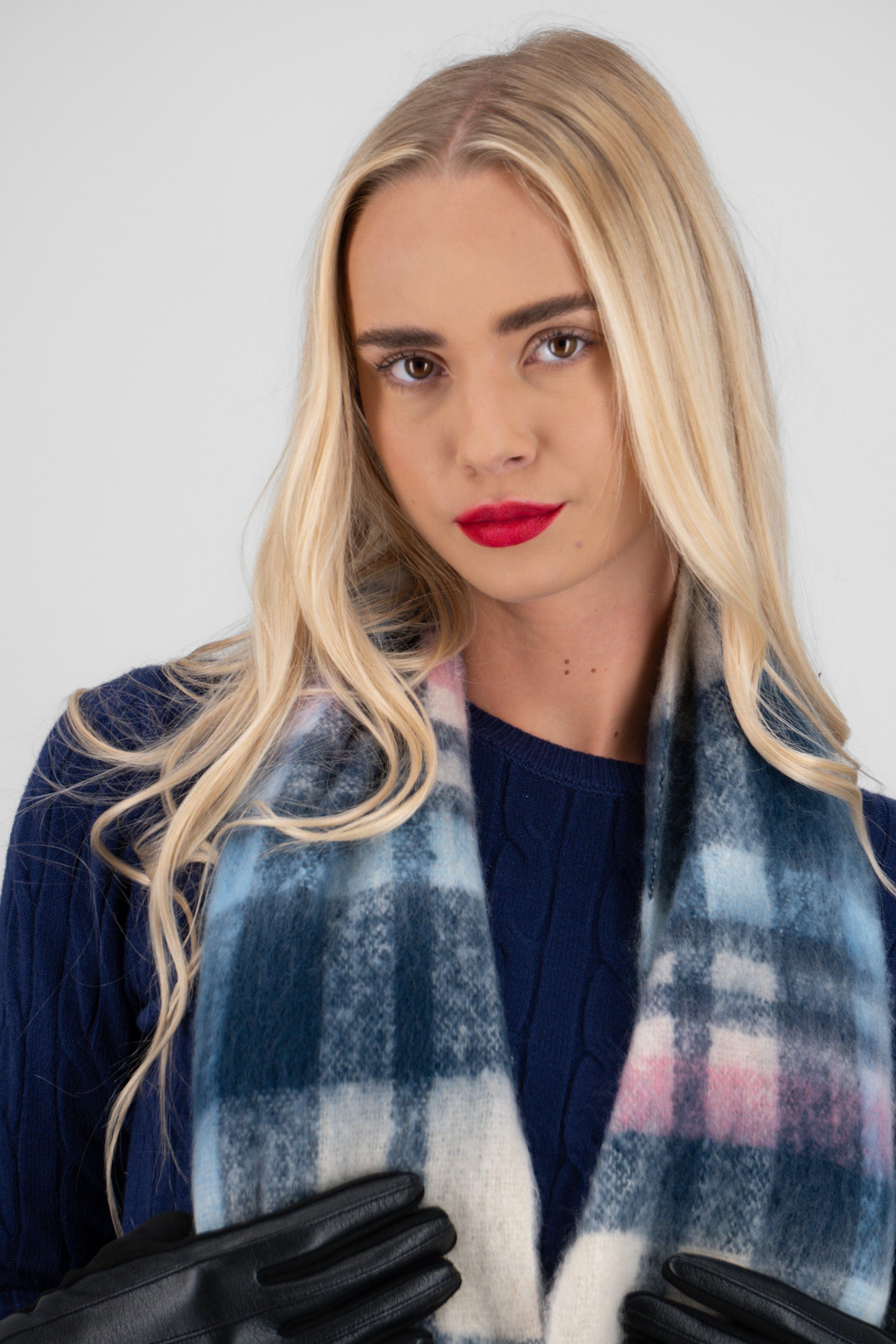 Bufanda cuadros colores frios MARINO