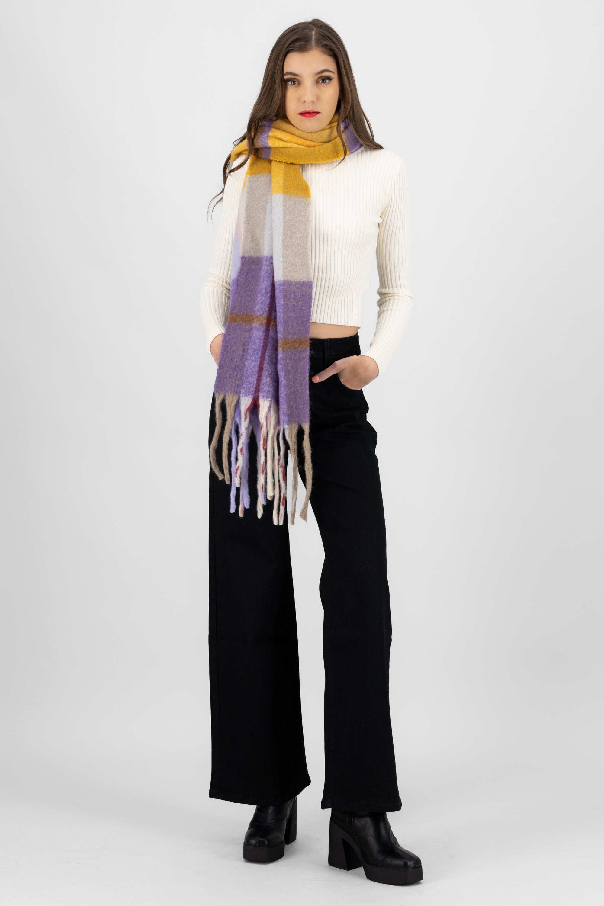 Bufanda cuadros multi MORADO
