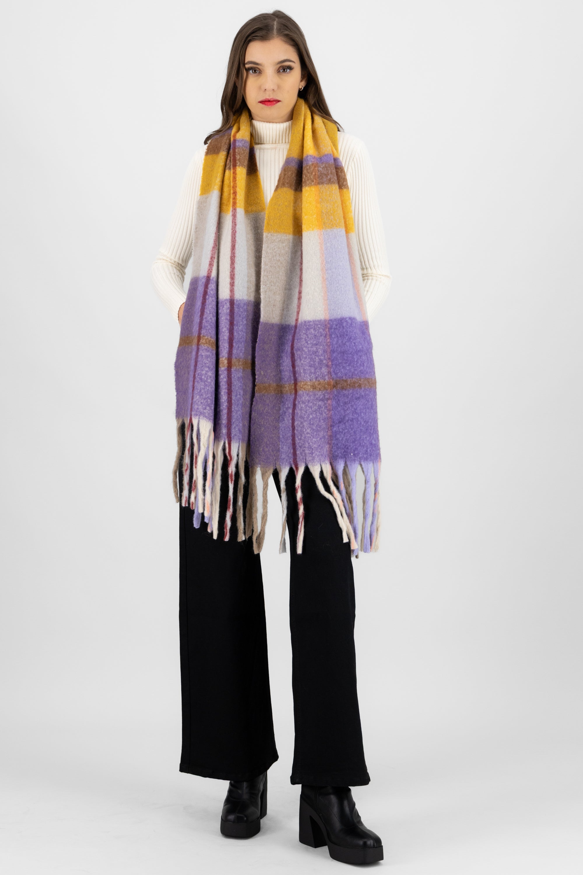 Bufanda cuadros multi MORADO