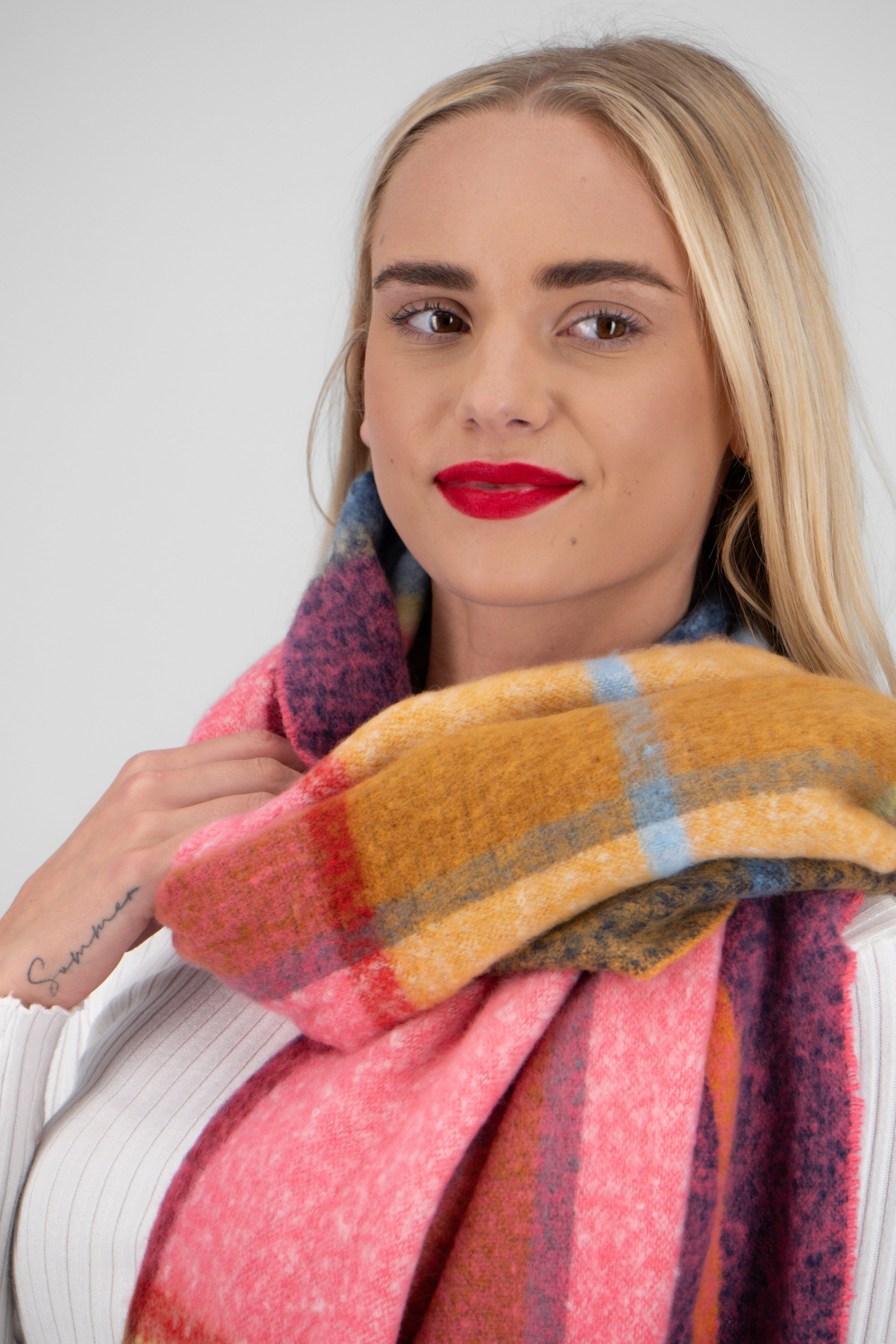 Bufanda cuadros multi ROSA